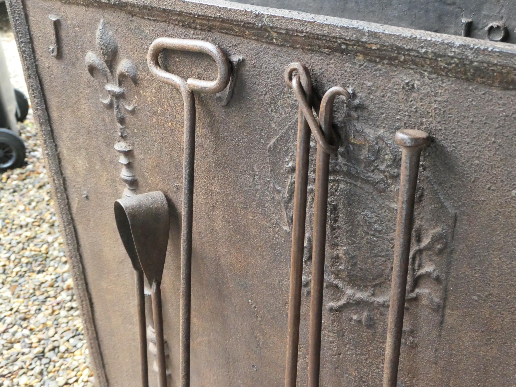 Large French Neoclassical Fireplace Tools, 18th-19th Century For Sale 6