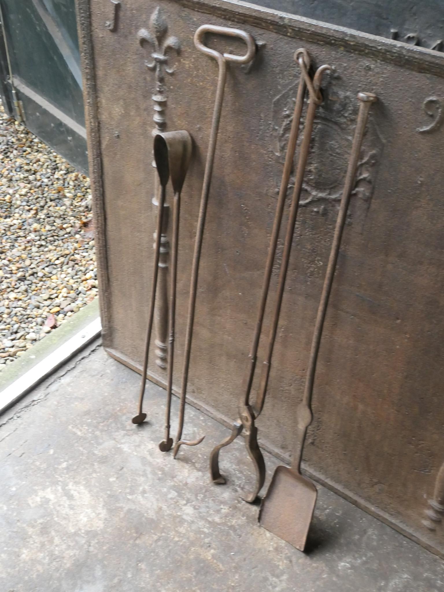 Large French Neoclassical Fireplace Tools, 18th-19th Century For Sale 7