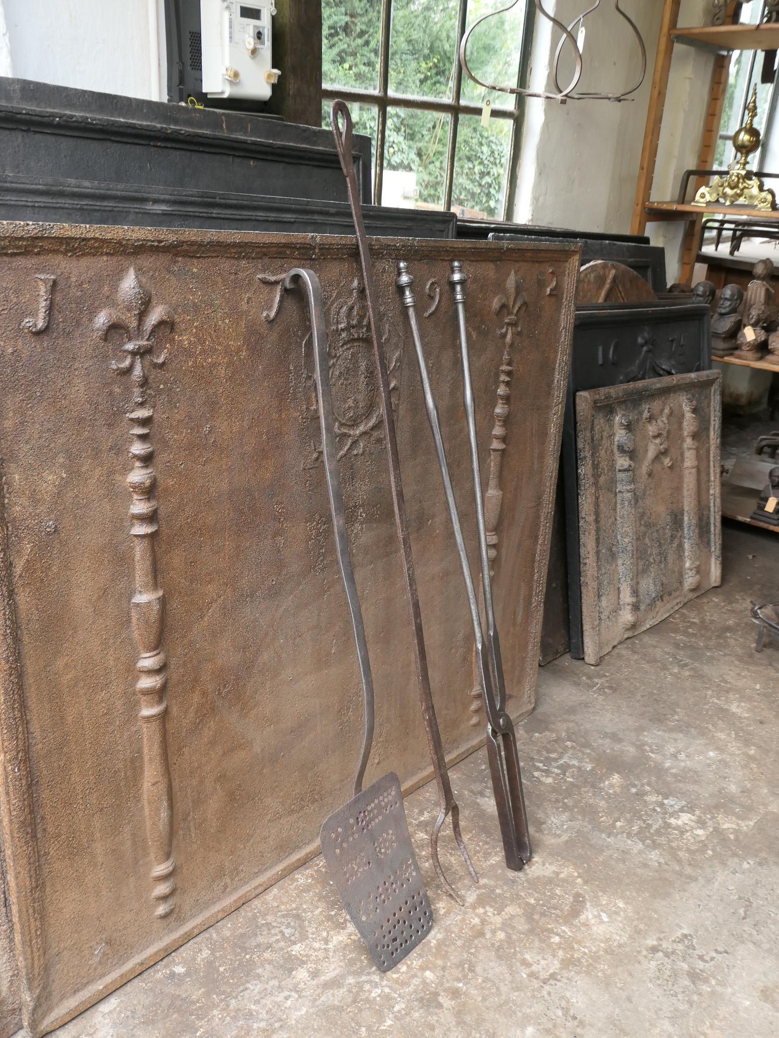 Large French Neoclassical Fireplace Tools, 18th-19th Century For Sale 8
