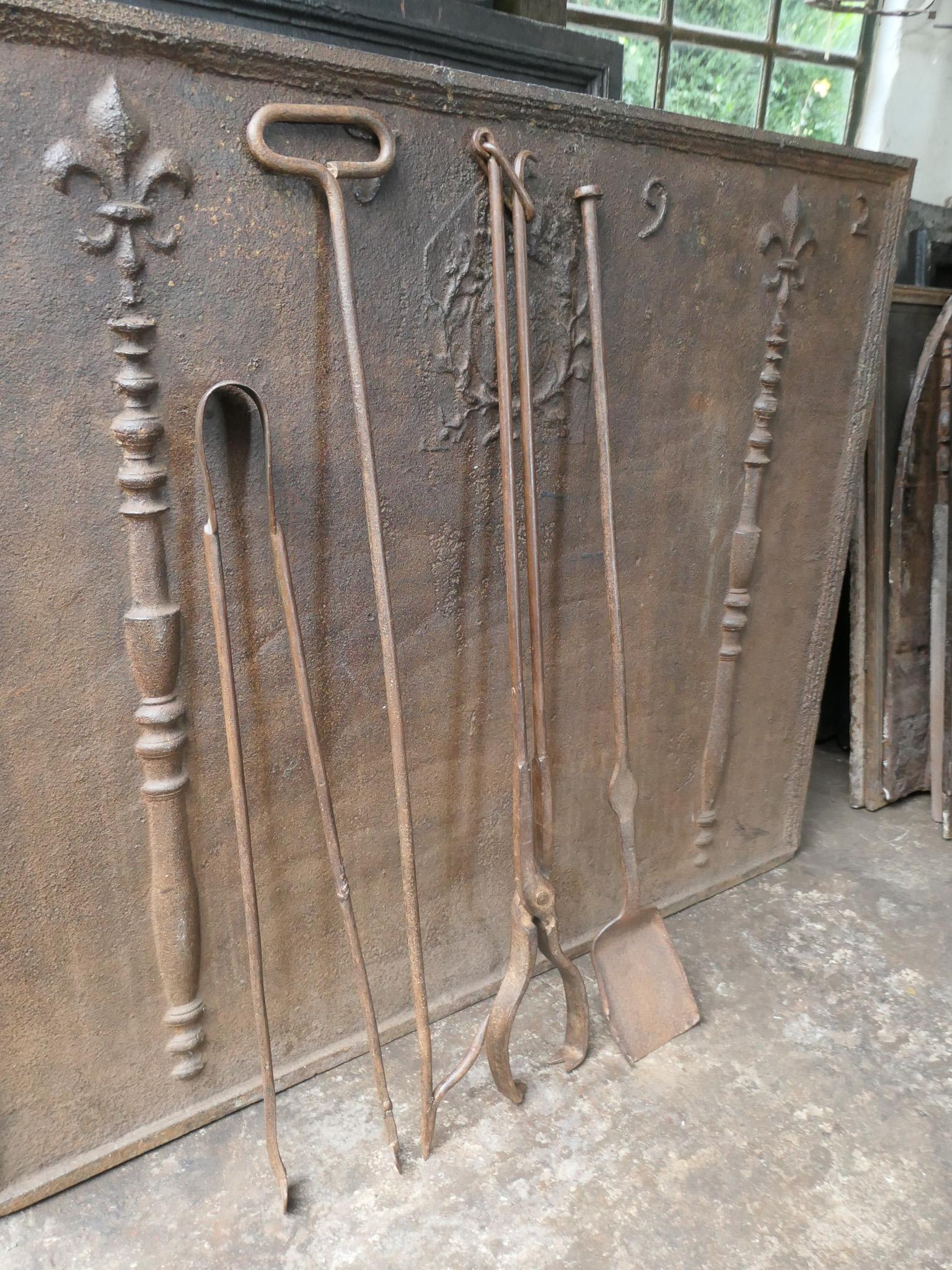 Large French Neoclassical Fireplace Tools, 18th-19th Century In Good Condition For Sale In Soest, NL