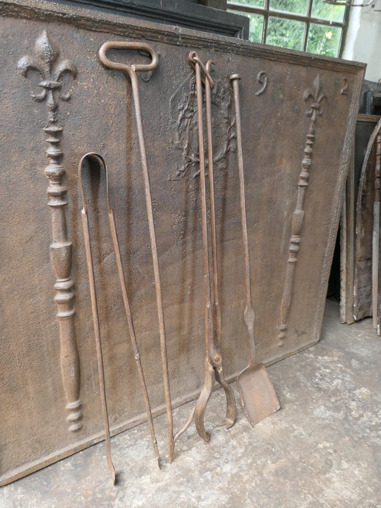 Large French Neoclassical Fireplace Tools, 18th-19th Century In Good Condition For Sale In Amerongen, NL