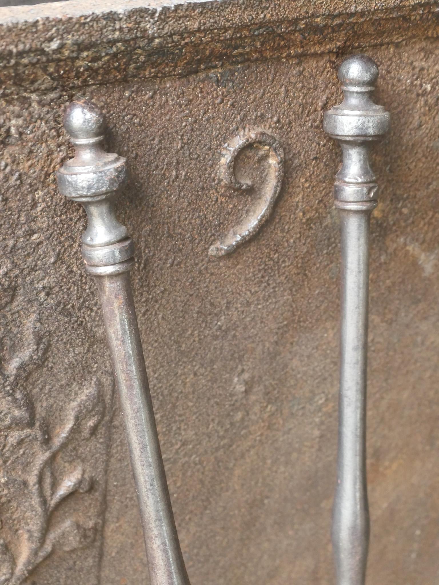 Large French Neoclassical Fireplace Tools, 18th-19th Century For Sale 3