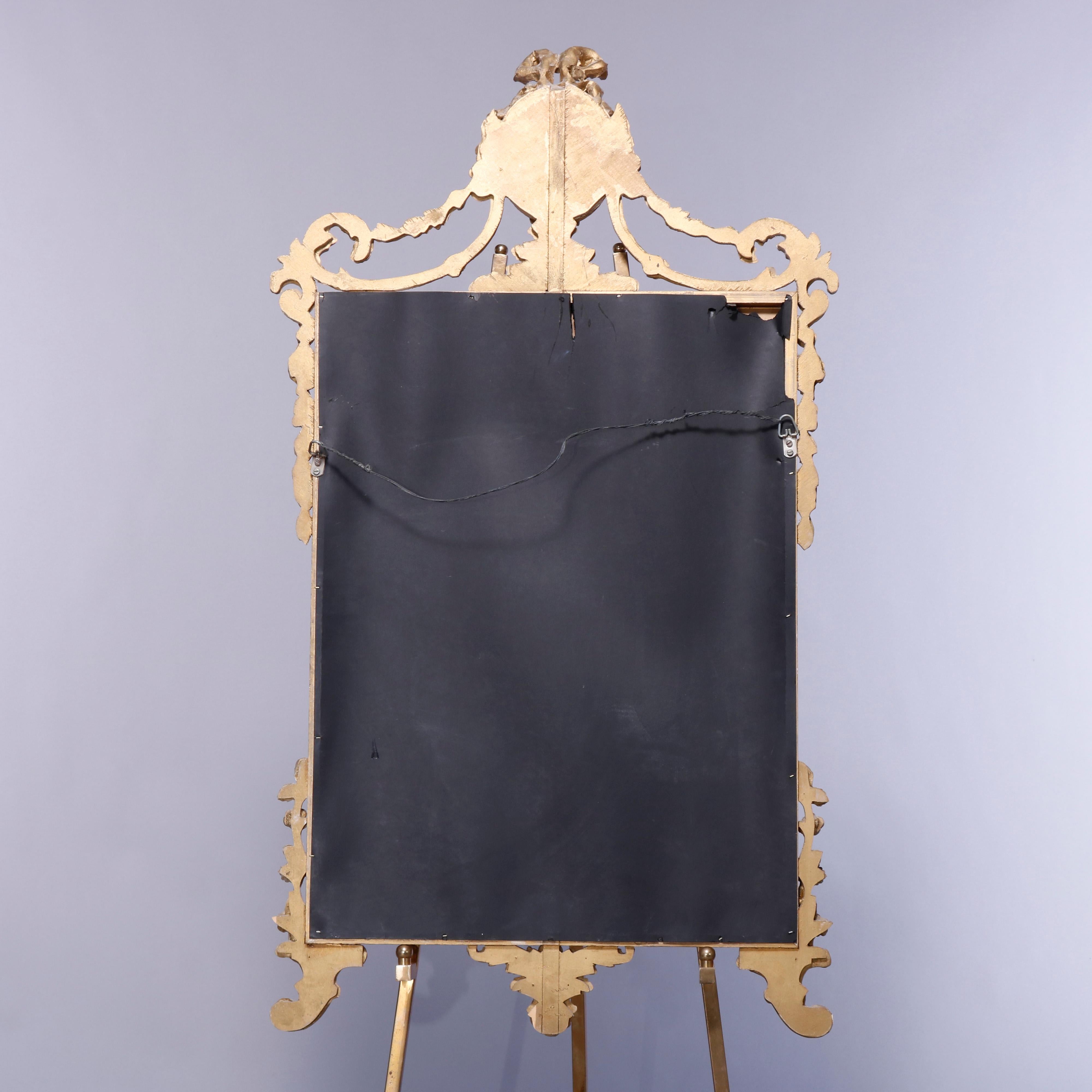 Large French Neoclassical Gilt Wall Mirror & Porcelain Plaque, 20th C 7