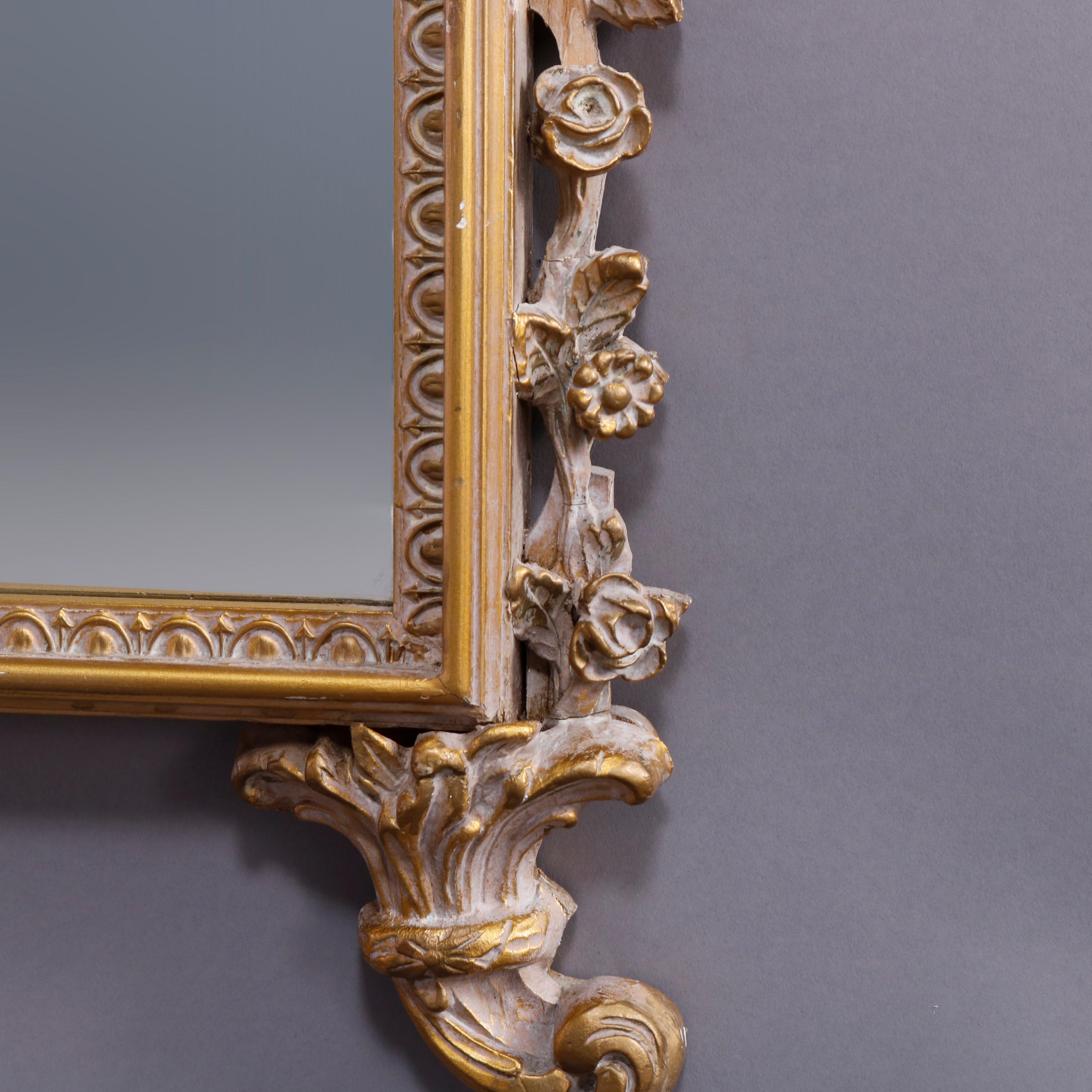 Large French Neoclassical Gilt Wall Mirror & Porcelain Plaque, 20th C 3
