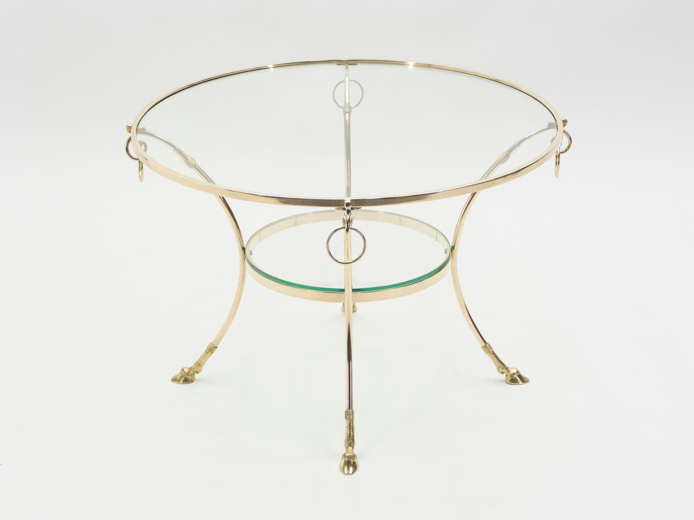 Large French Neoclassical Maison Charles Brass Gueridon Side Table, 1970s (Neoklassisch)