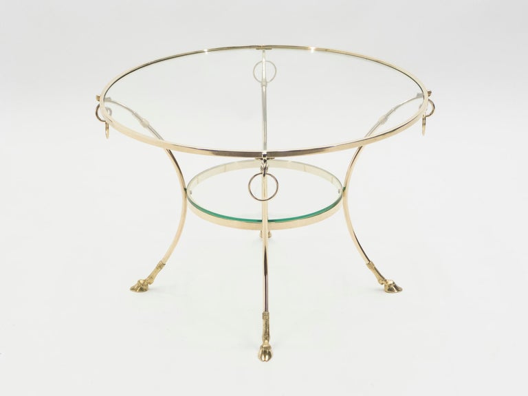 Large French Neoclassical Maison Charles Brass Gueridon Side Table, 1970s In Good Condition For Sale In Paris, FR