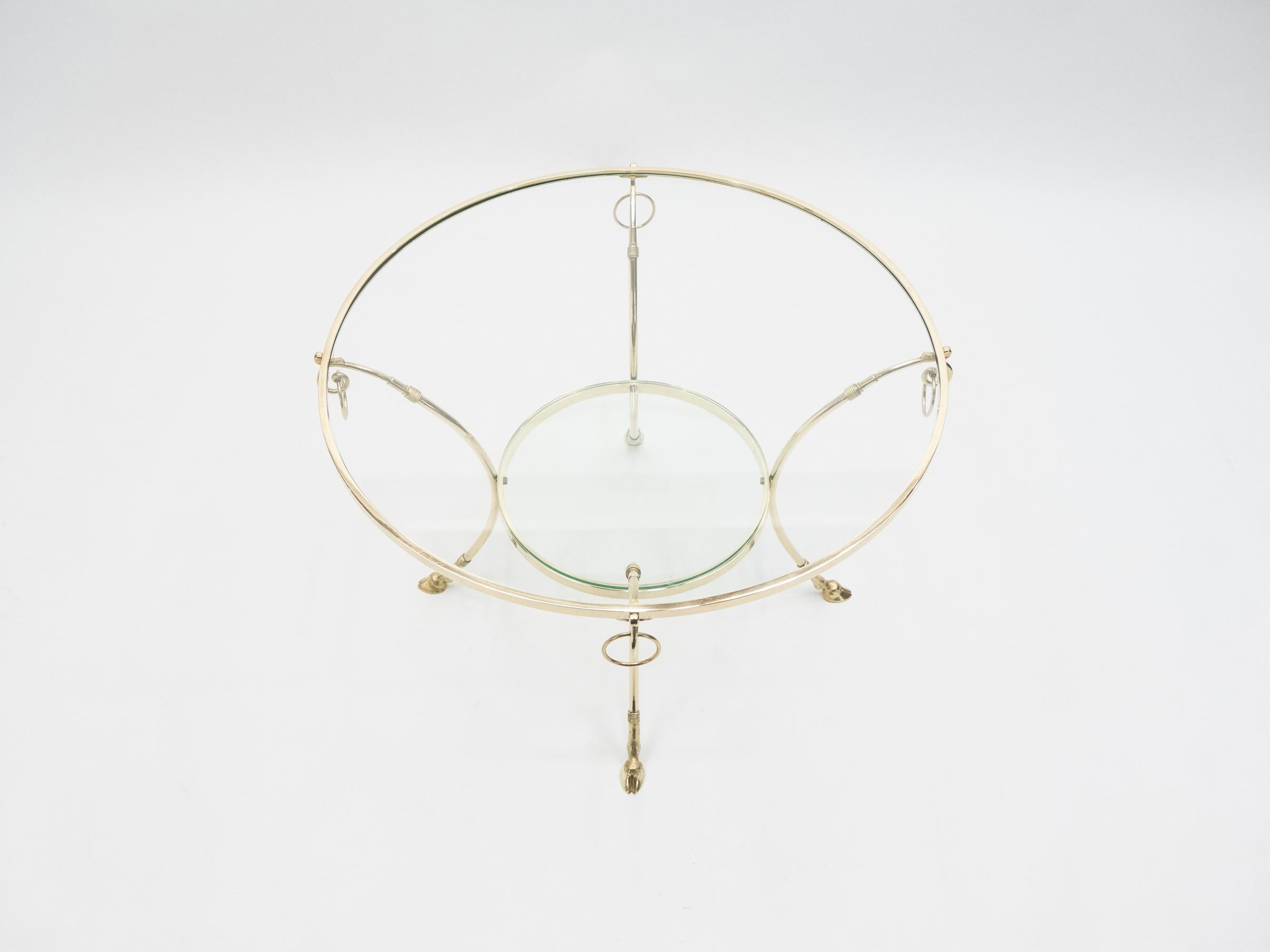 Large French Neoclassical Maison Charles Brass Gueridon Side Table, 1970s (Französisch)