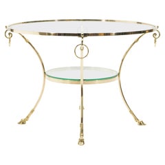 Large French Neoclassical Maison Charles Brass Gueridon Side Table, 1970s