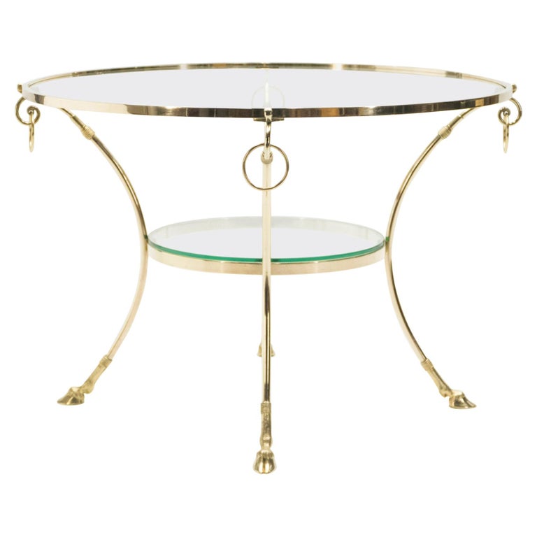 Large French Neoclassical Maison Charles Brass Gueridon Side Table, 1970s For Sale