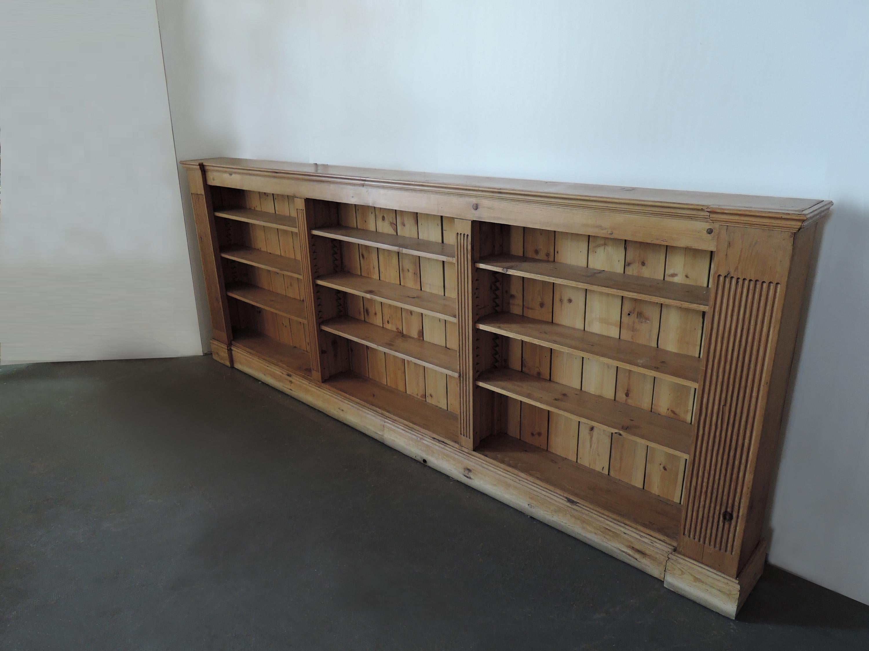 Large French Neoclassical Pine Bookcase In Good Condition For Sale In Long Island City, NY
