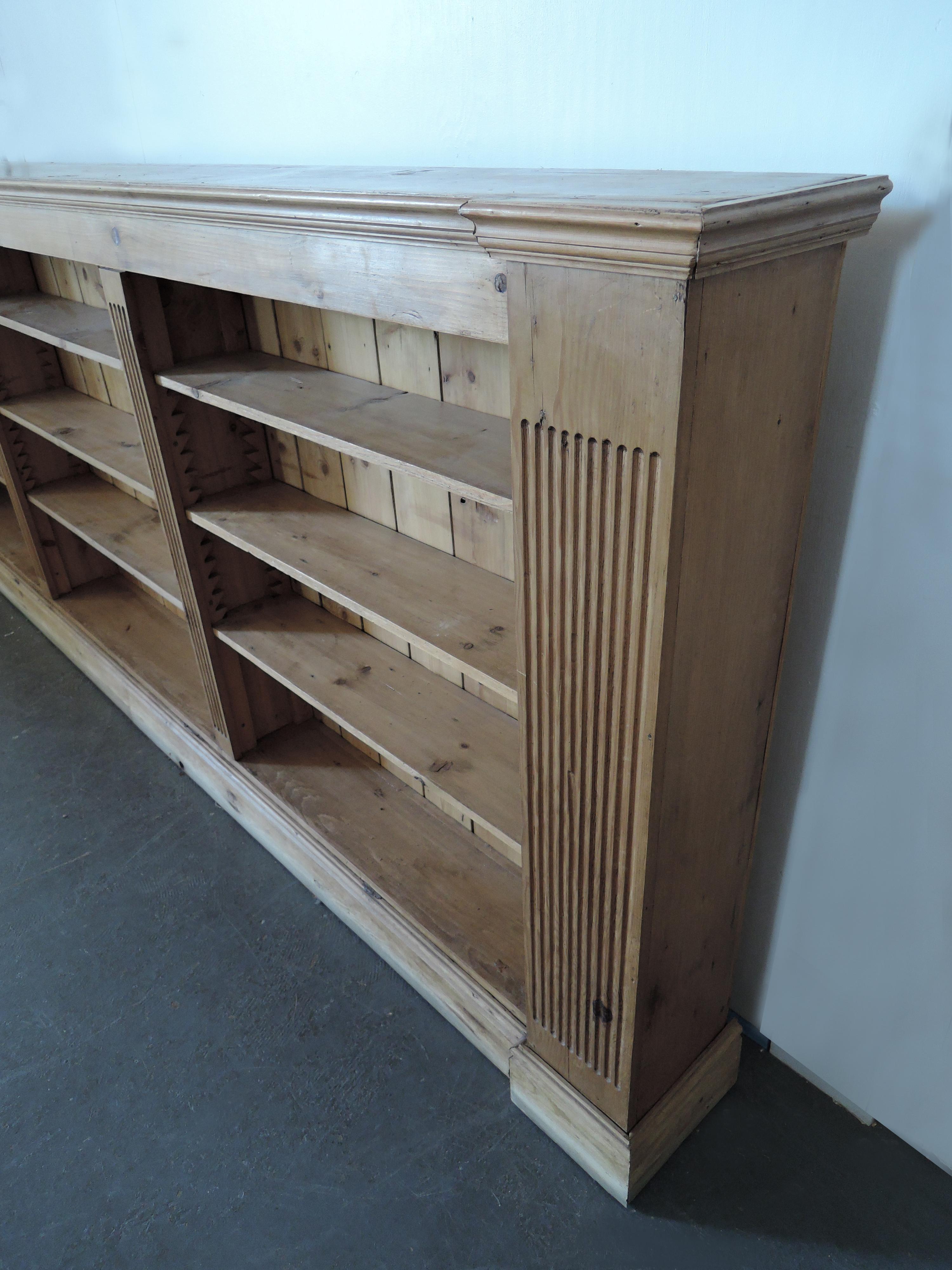 Mid-20th Century Large French Neoclassical Pine Bookcase For Sale