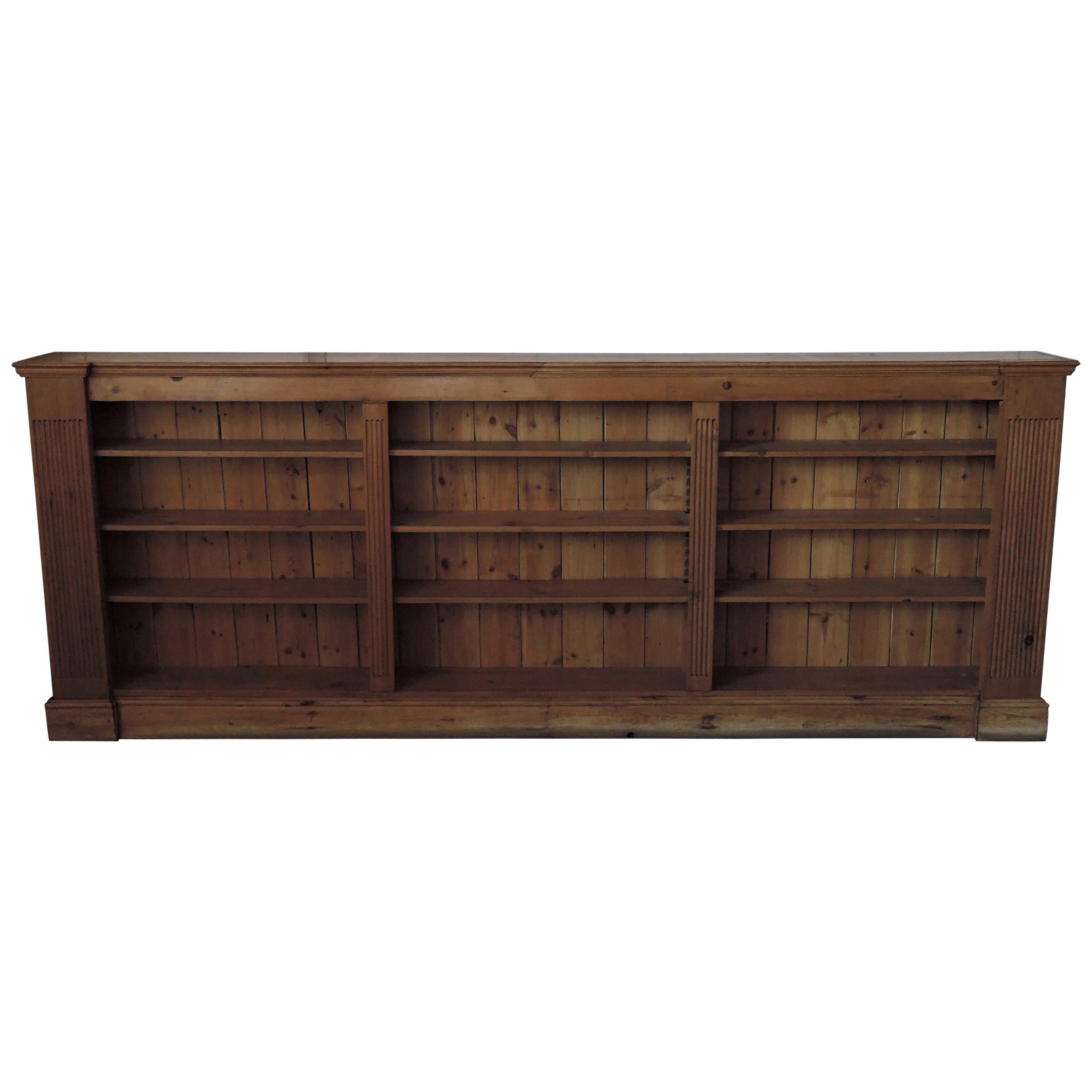 Large French Neoclassical Pine Bookcase For Sale