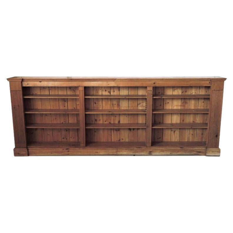 Large French Neoclassical Pine Bookcase / Shelving