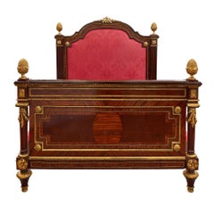 Large French Neoclassical Style Gilt Bronze Mounted Bed
