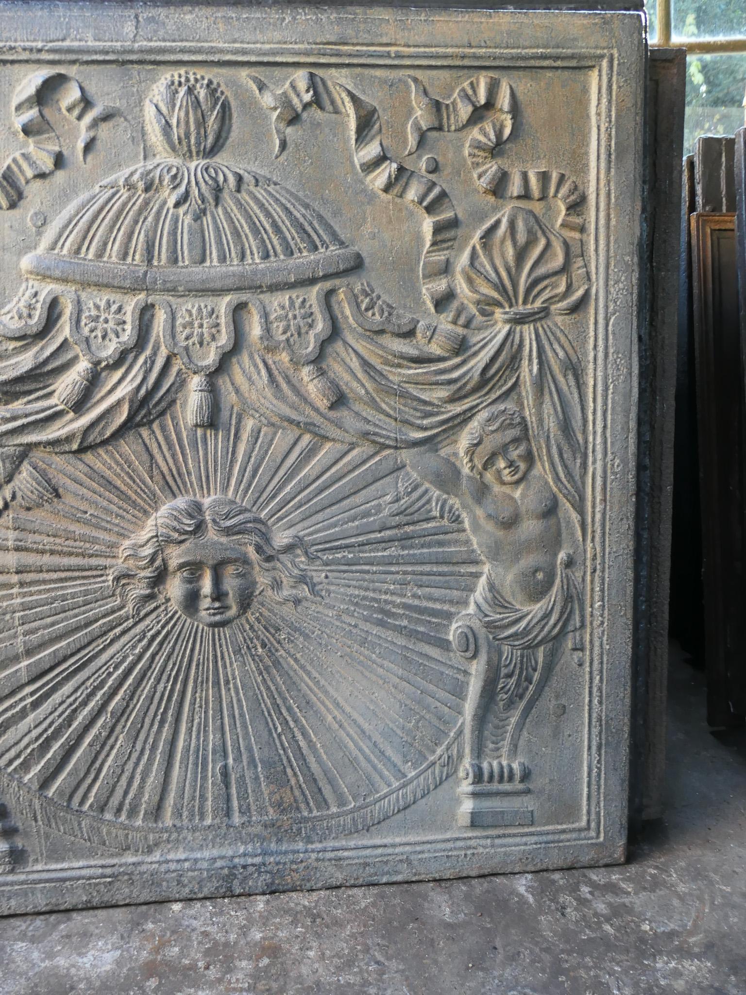 Large French Neoclassical 'The Sun' Fireback / Backsplash, 18th - 19th C. For Sale 7
