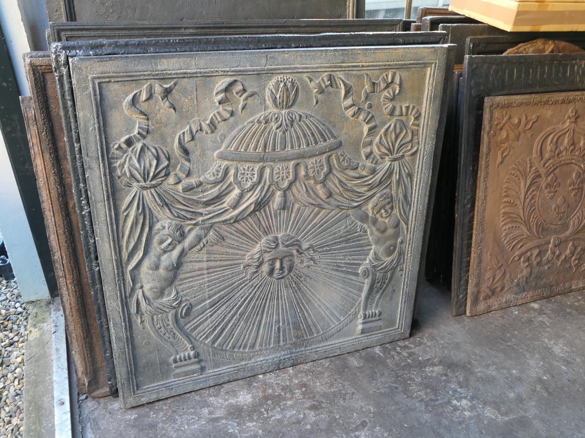 Large French Neoclassical 'The Sun' Fireback / Backsplash, 18th - 19th C. For Sale 1