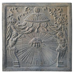Antique Large French Neoclassical 'The Sun' Fireback / Backsplash, 18th - 19th C.