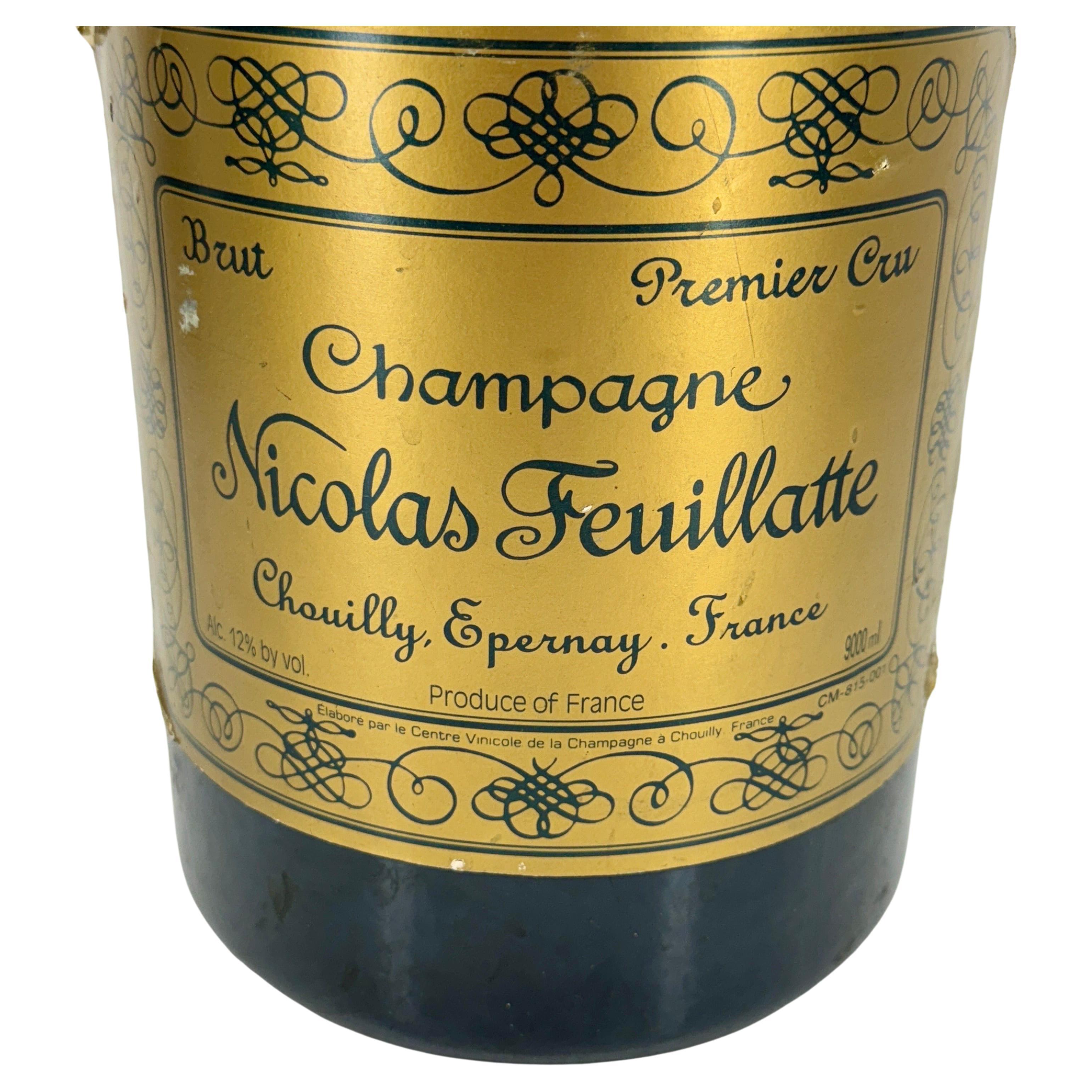 Hand-Crafted Large French Nicolas Feuillatte Magnum Champagne Bottle  For Sale