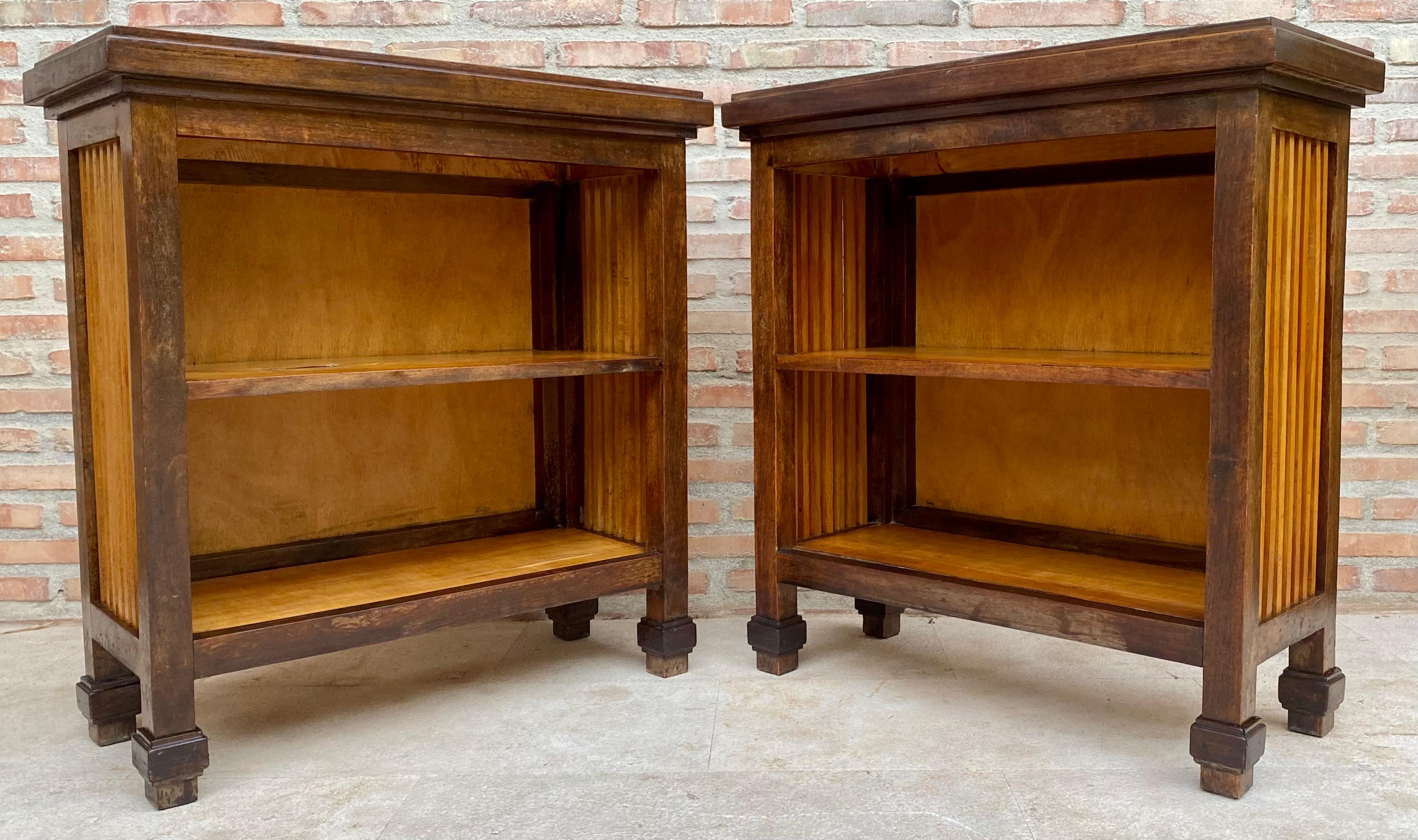 French Provincial Large French Nightstands in Walnut, 1940, Set of 2 For Sale