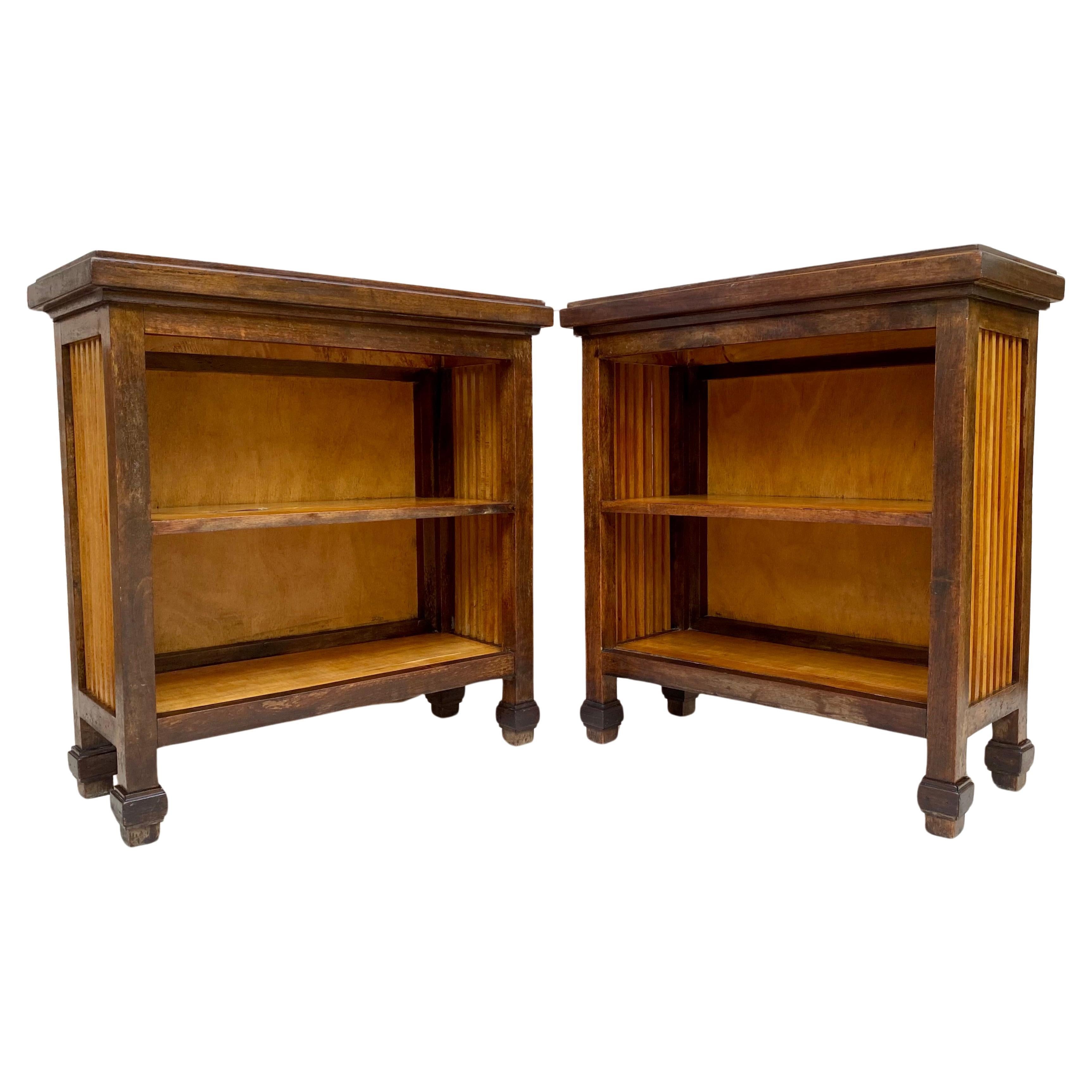 Large French Nightstands in Walnut, 1940, Set of 2 For Sale