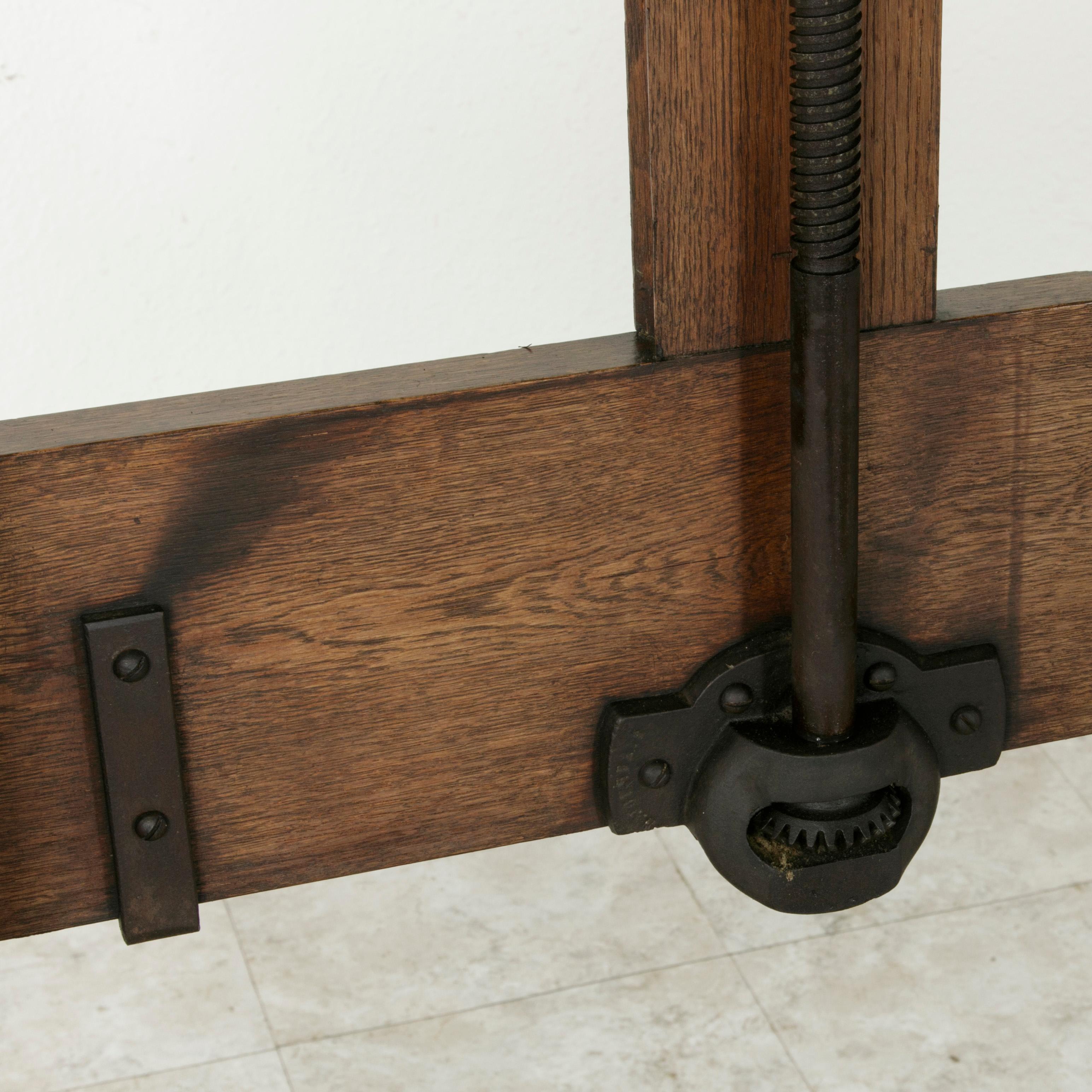 Large French Oak Adjustable Artist's Floor Easel with Crank and Label 2