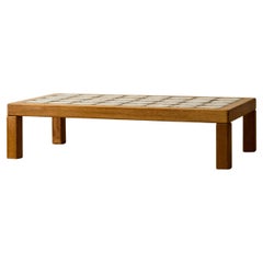 Large French Oak and Tile Coffee Table c. 1965