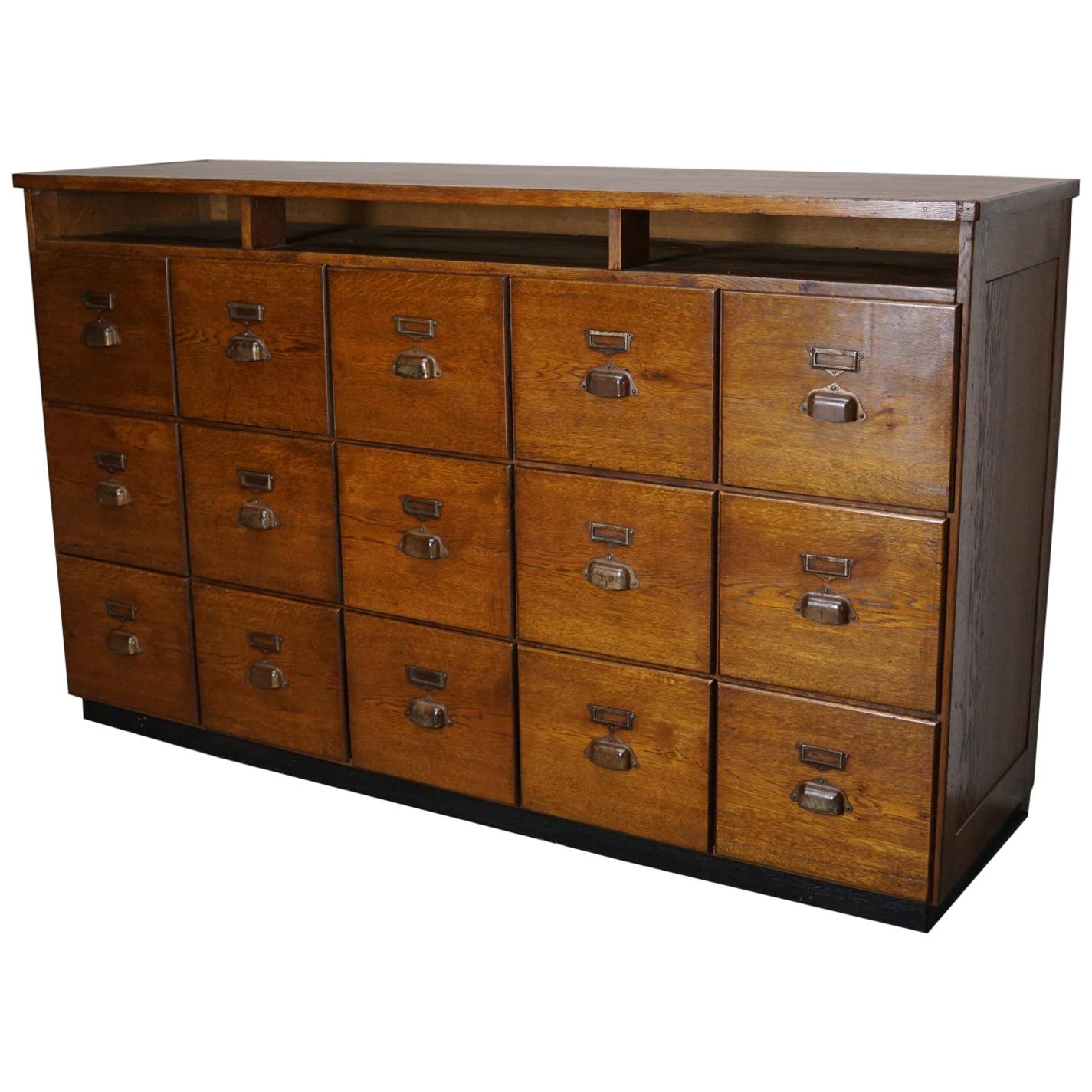 Large French Oak Apothecary Cabinet, 1930s