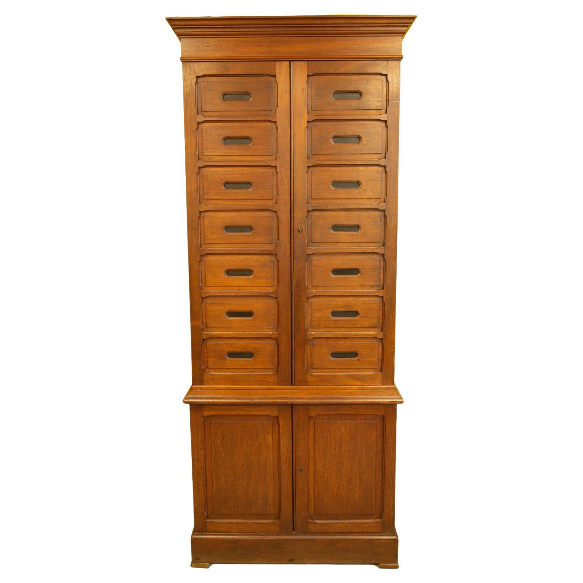 Large French Oak Apothecary Cabinet / Filing Cabinet, 1930s For Sale