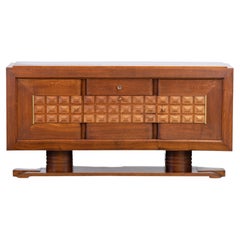 Large French Oak Art Deco Sideboard Att. to Charles Dudouyt, France, C1940s