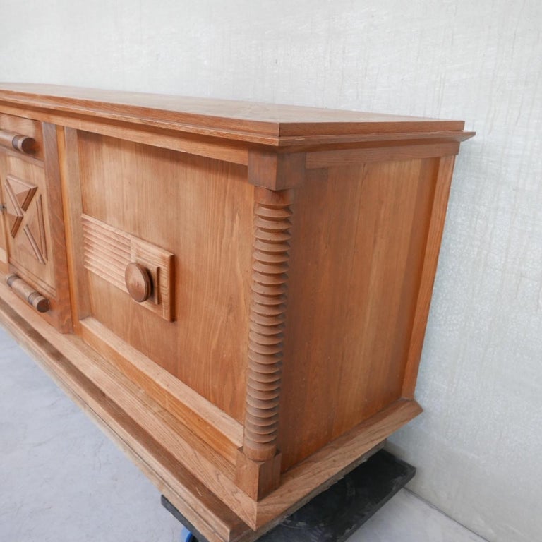 Large French Oak Art Deco Sideboard Attr. to Dudouyt In Good Condition In Surbiton, Surrey
