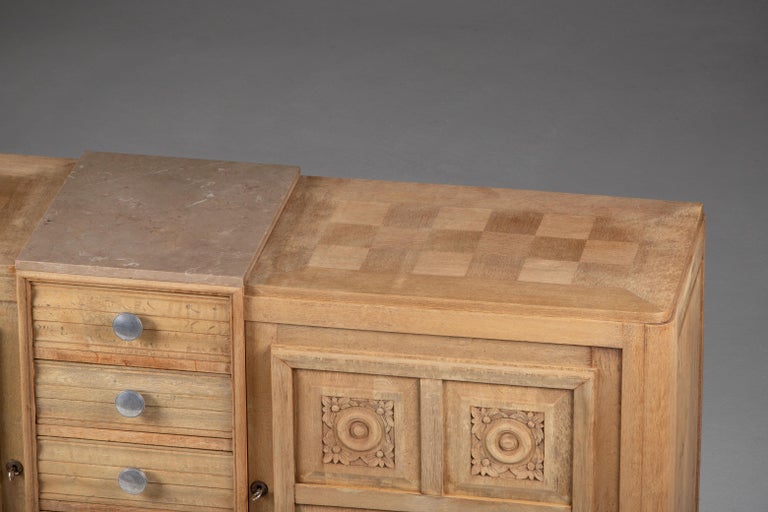 Mid-20th Century Large French Oak Art Deco Sideboard, France For Sale