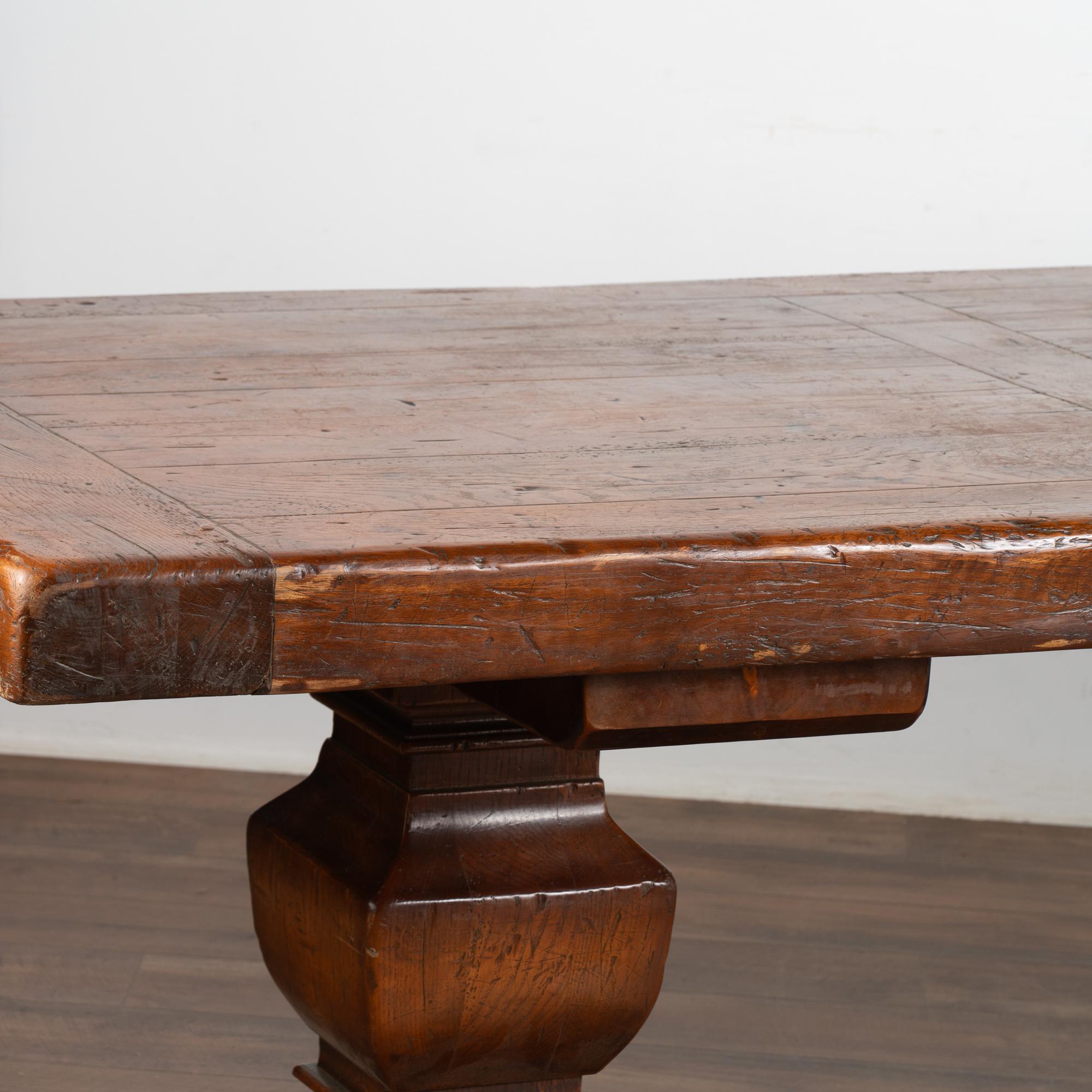 20th Century Large French Oak Dining Table Circa 1960