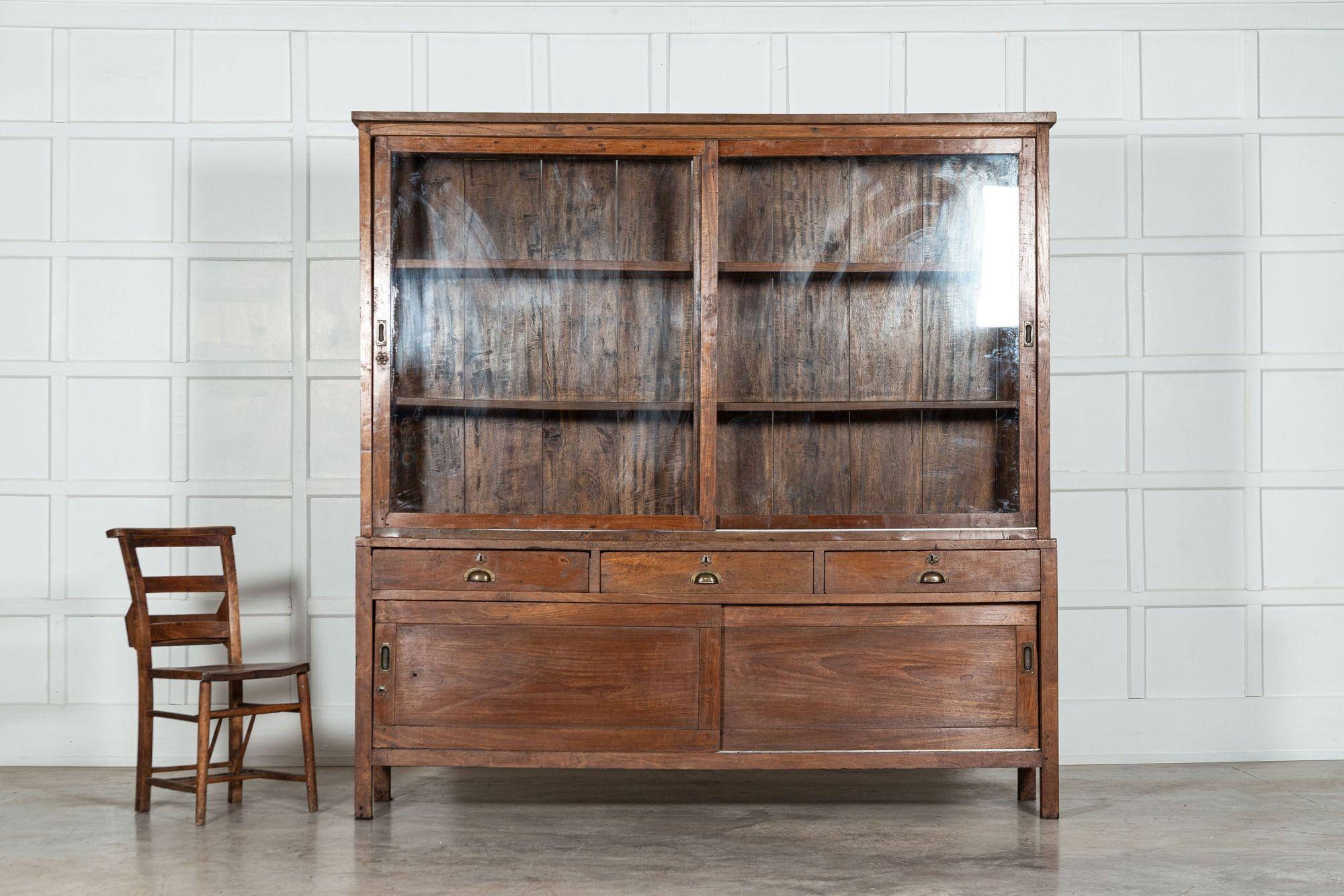 20th Century Large French Oak Glazed Haberdashery Shop Cabinet For Sale
