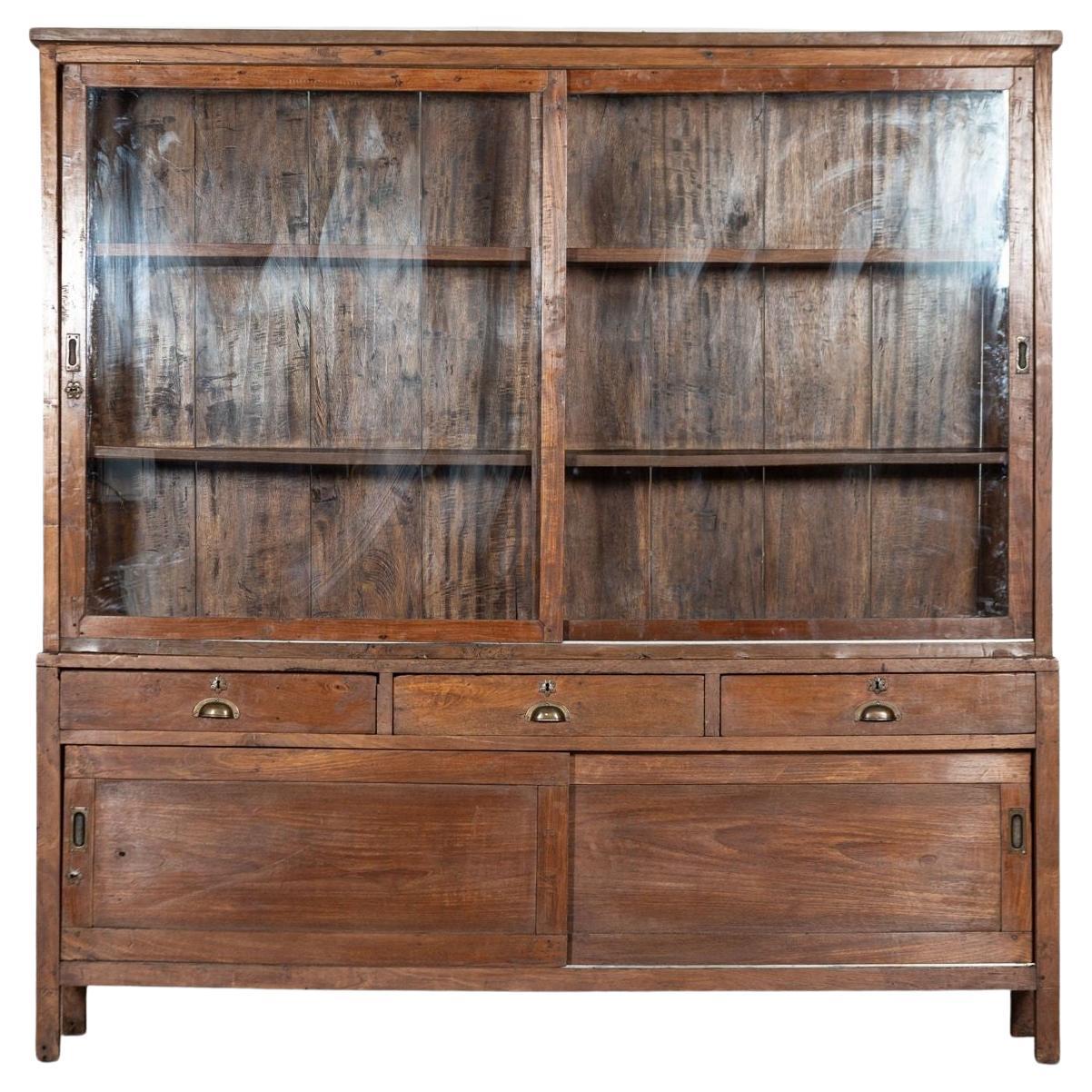 Large French Oak Glazed Haberdashery Shop Cabinet For Sale