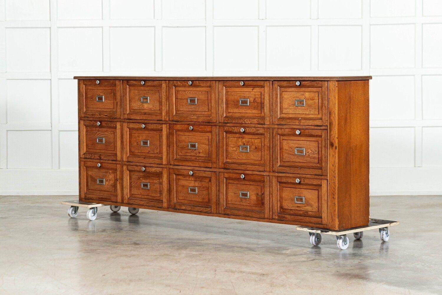20th Century Large French Oak Haberdashery Drawers / Cabinet / Console For Sale