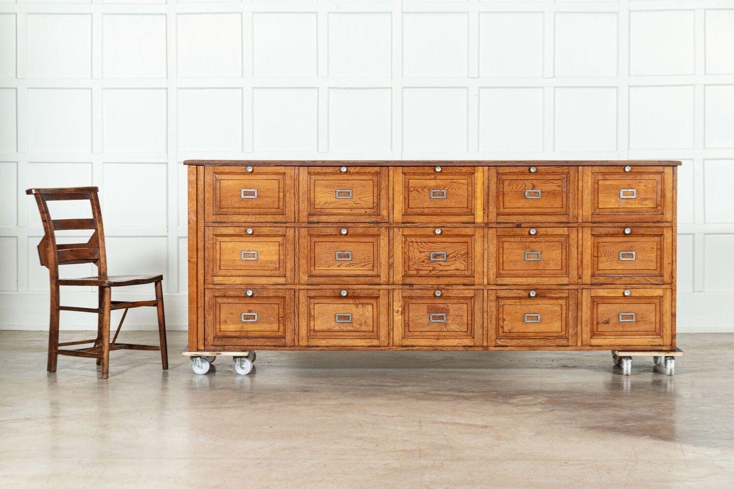 20th Century Large French Oak Haberdashery Drawers / Cabinet / Console For Sale