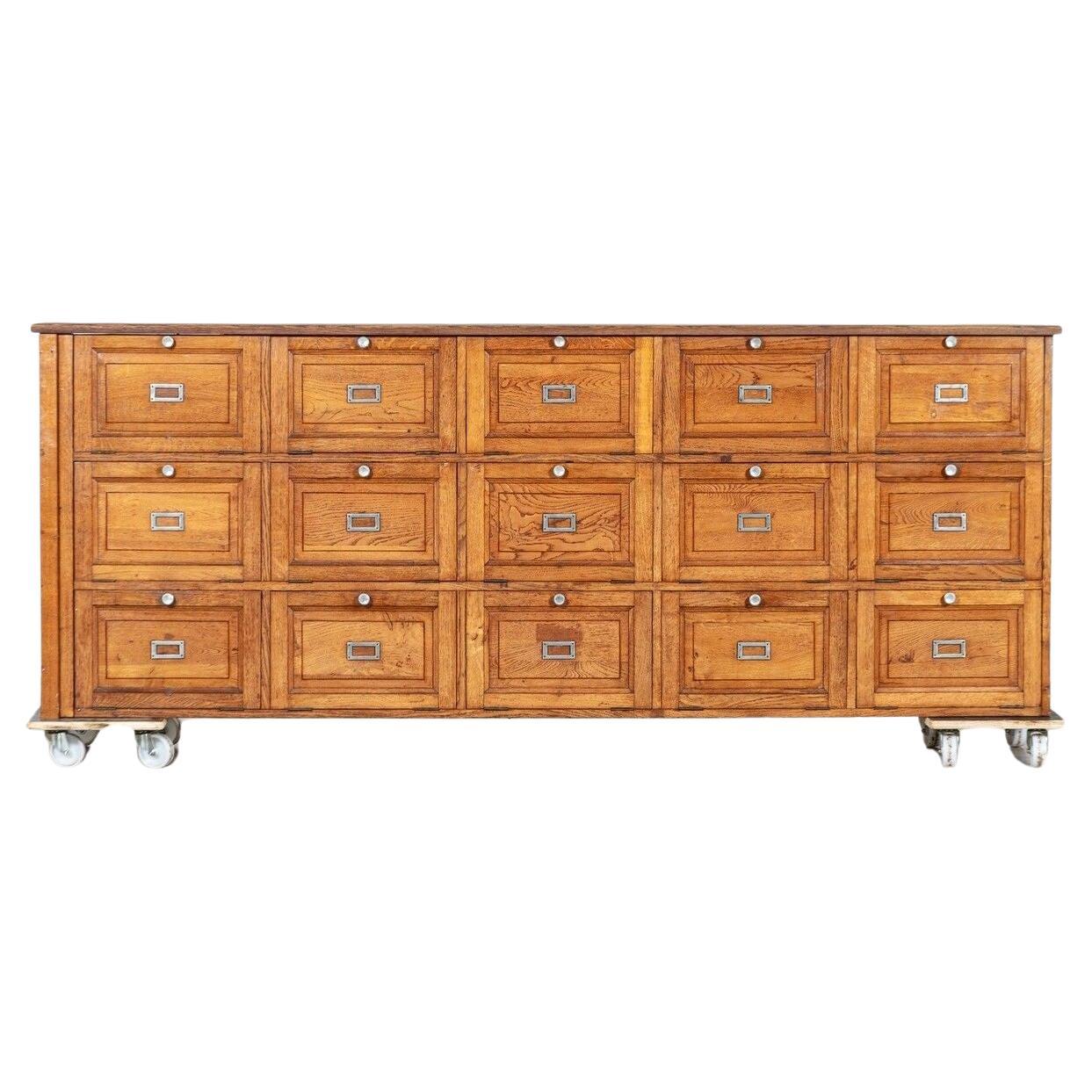 Large French Oak Haberdashery Drawers / Cabinet / Console For Sale