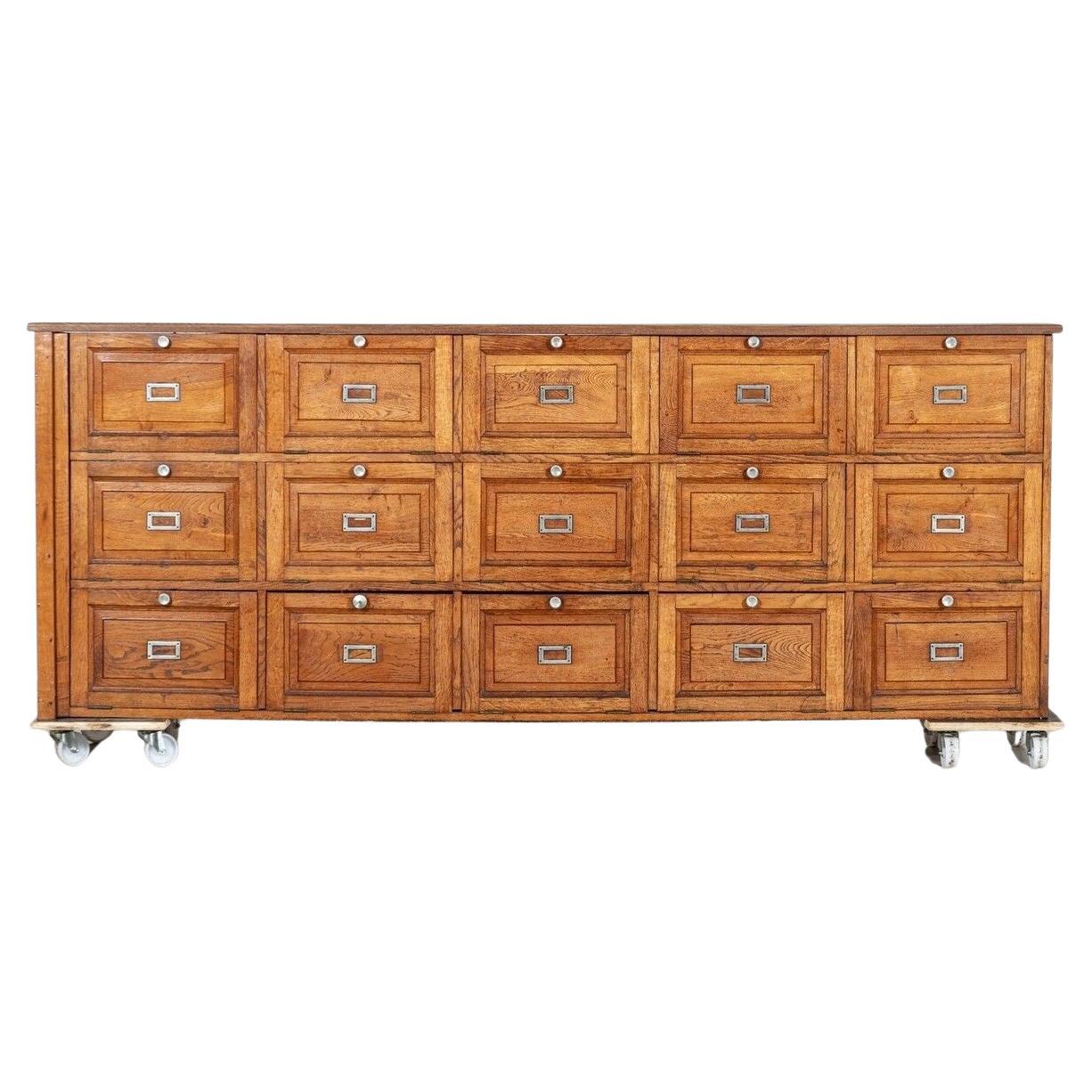 Grands tiroirs / Cabinet / Console Haberdashery en chêne français en vente