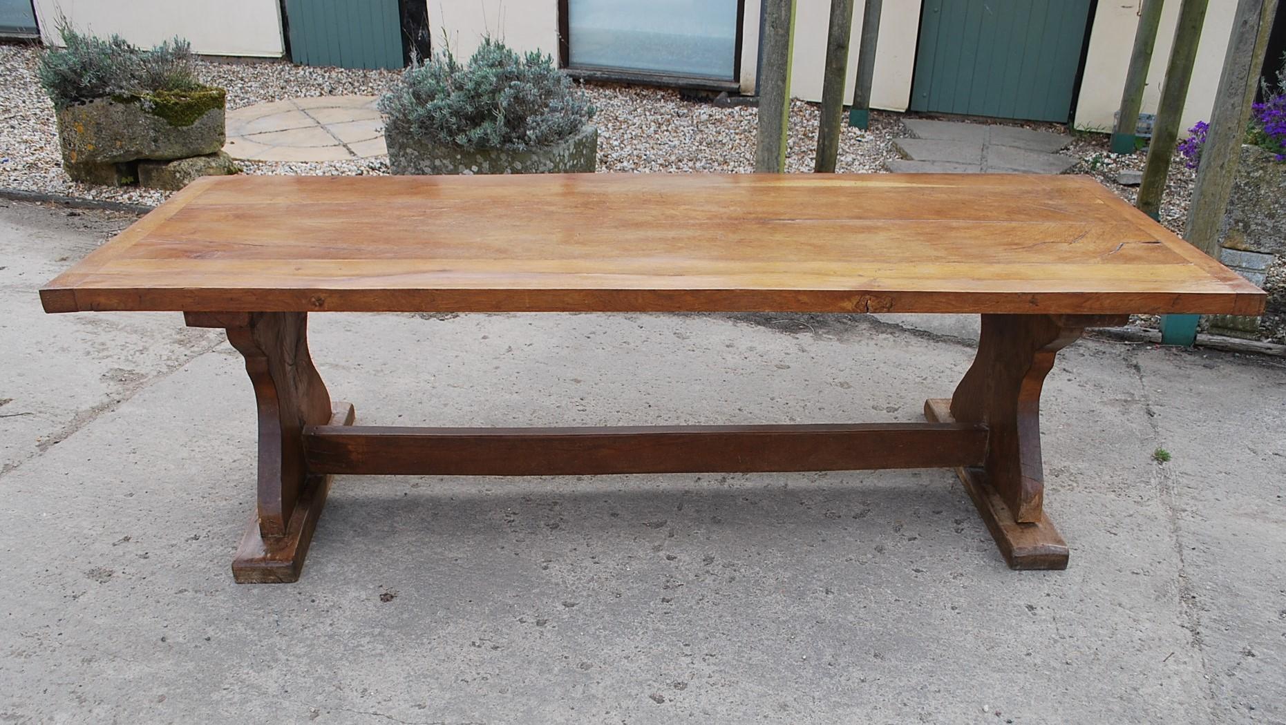 Early 20th Century Large French Oak Kitchen Dining Farmhouse Table For Sale