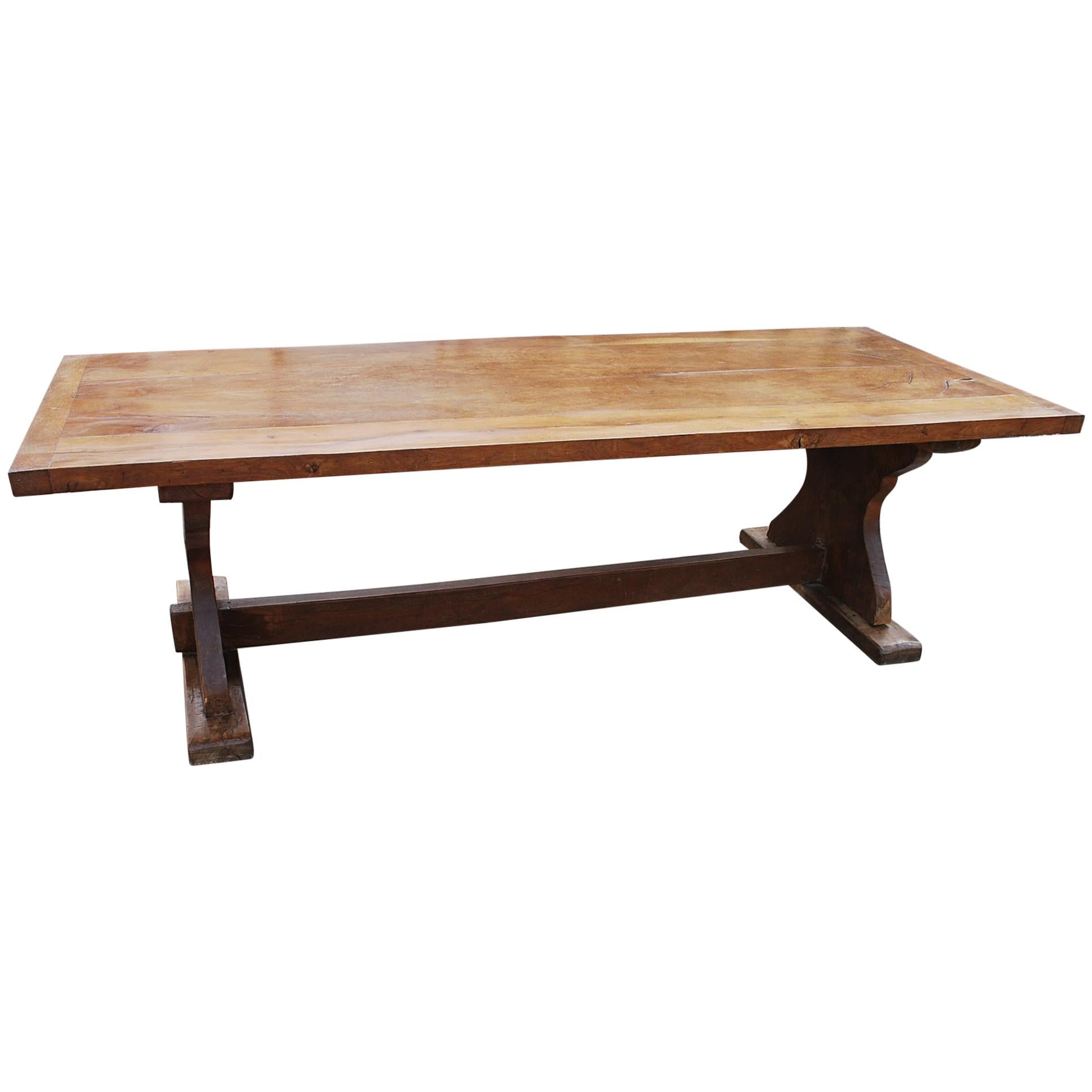 Large French Oak Kitchen Dining Farmhouse Table For Sale