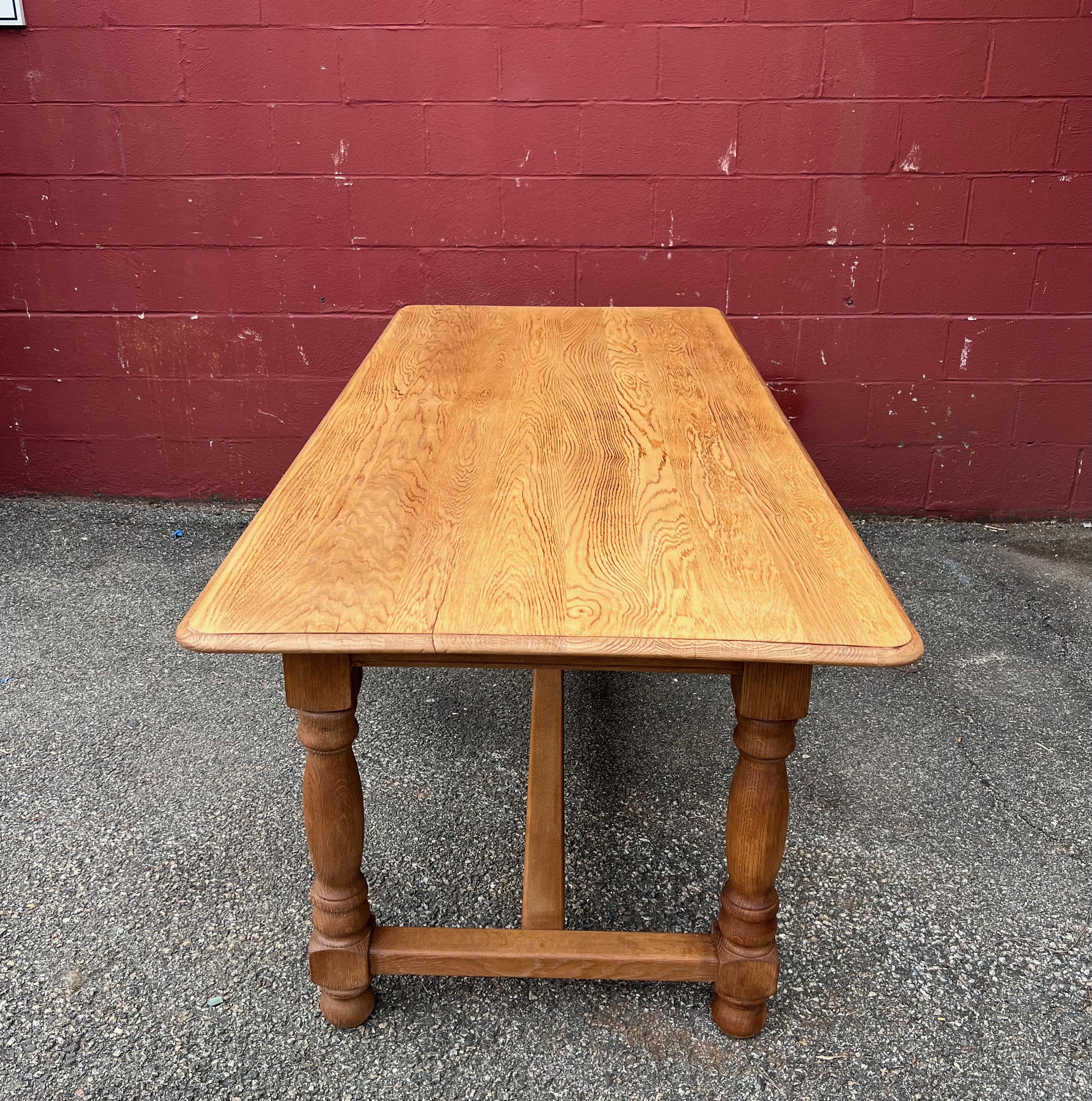 Mid-20th Century Large French Oak Library Table For Sale