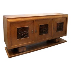 Large French Oak Sideboard by Charles Dudouyt, 1950s