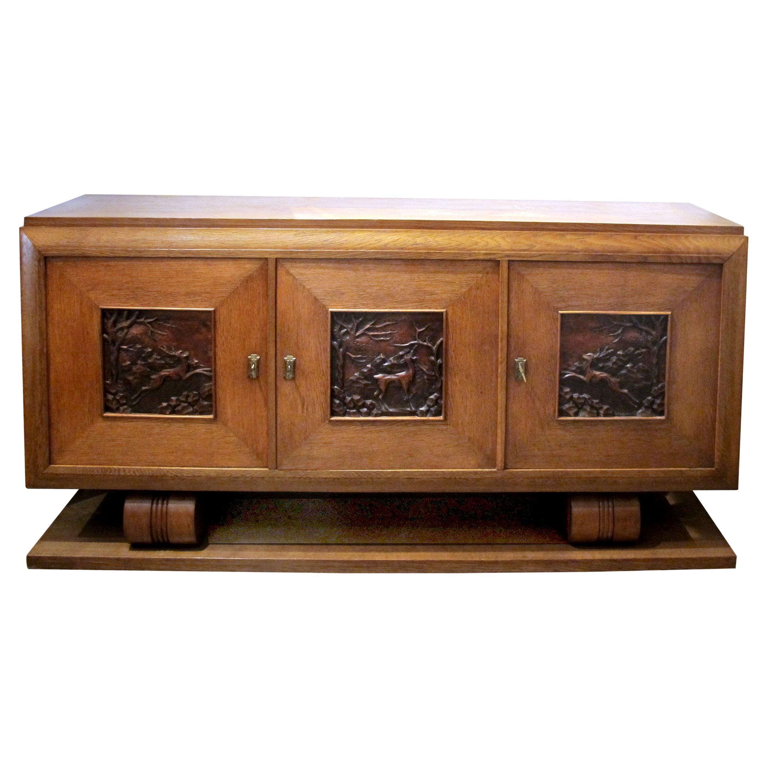 Grande credenza francese in Oak di Charles Dudouyt, anni 
50 in vendita