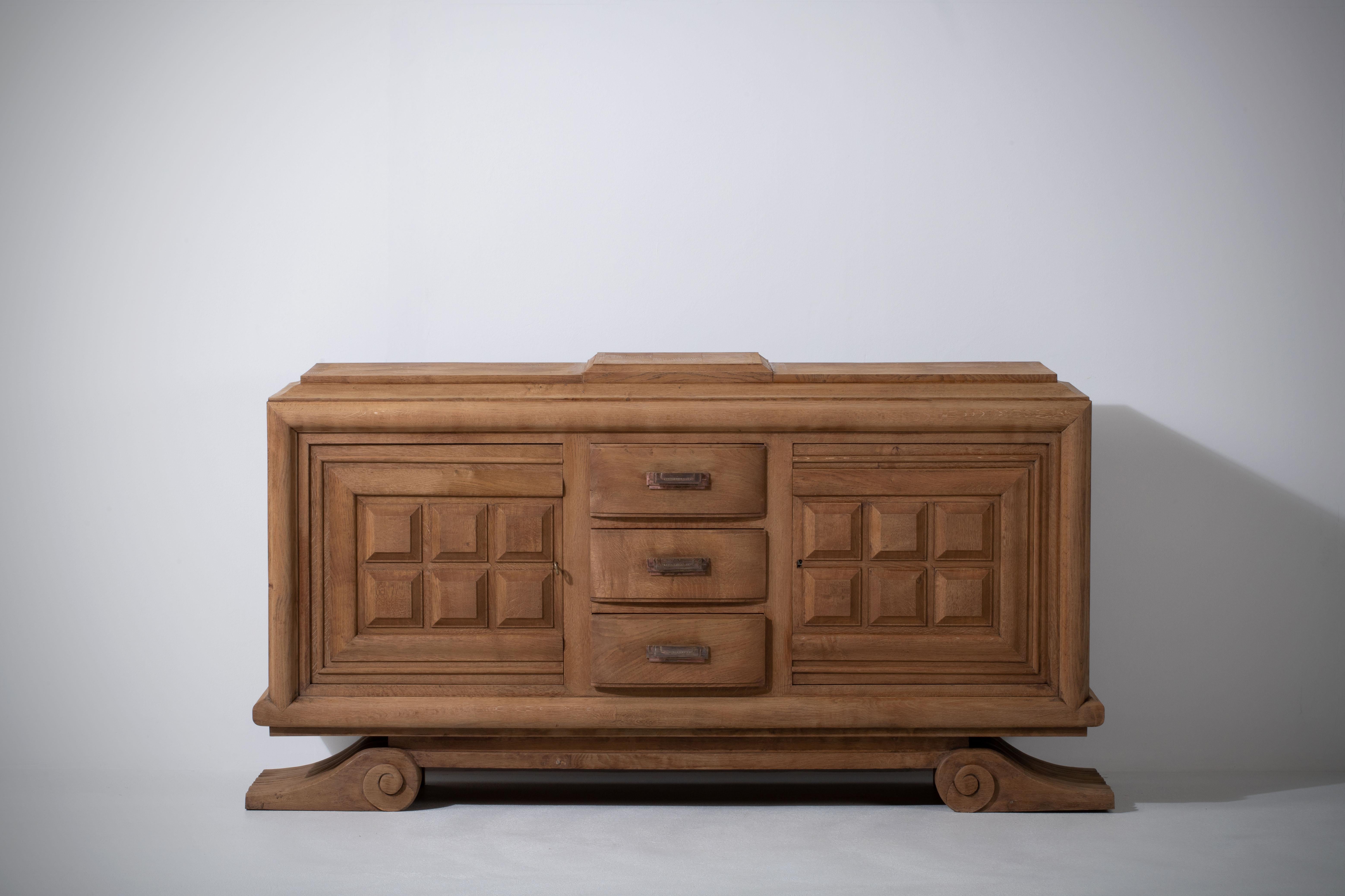 Large French Oak Sideboard, Charles Dudouyt For Sale 5