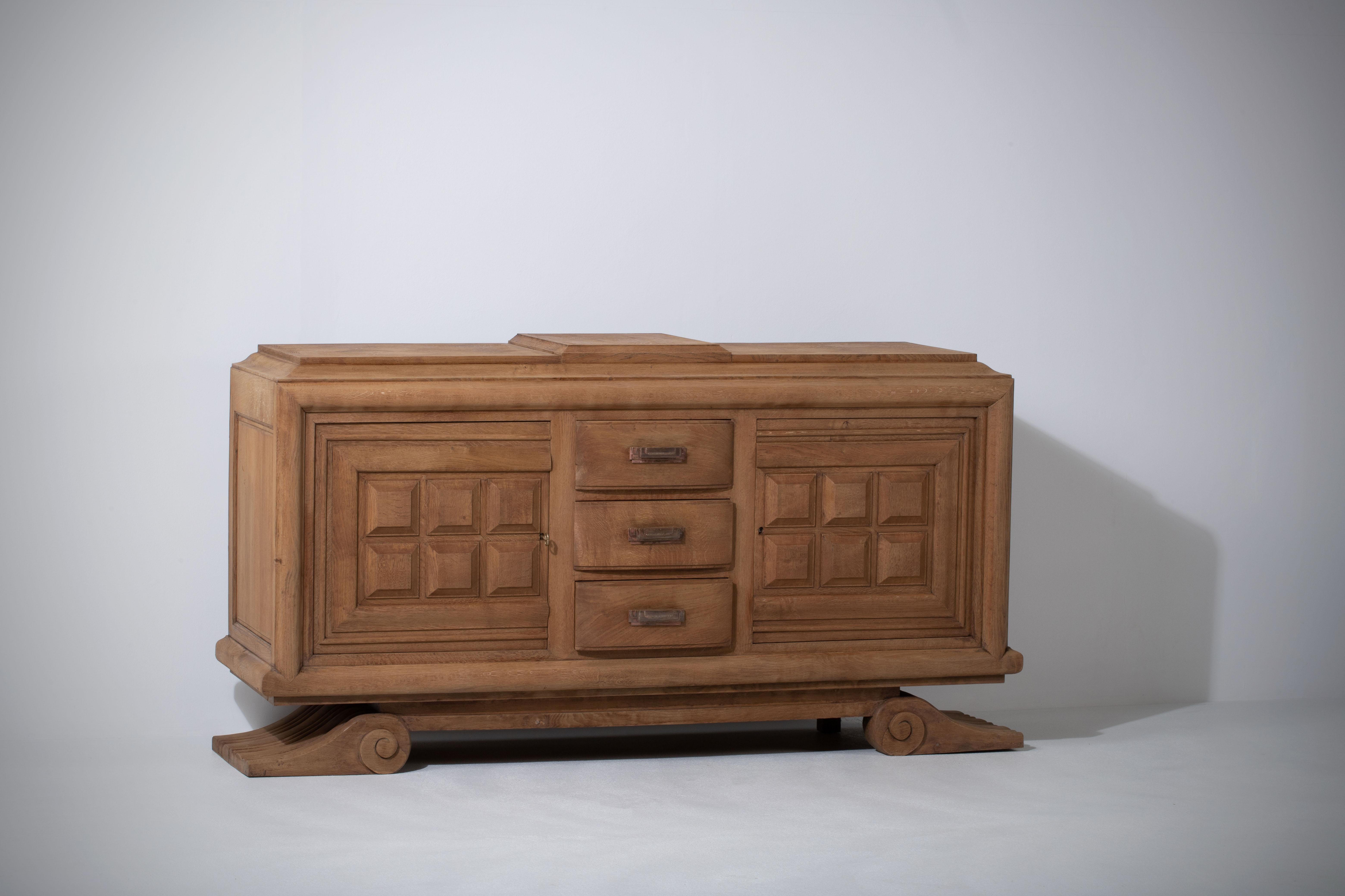 Large French Oak Sideboard, Charles Dudouyt For Sale 3