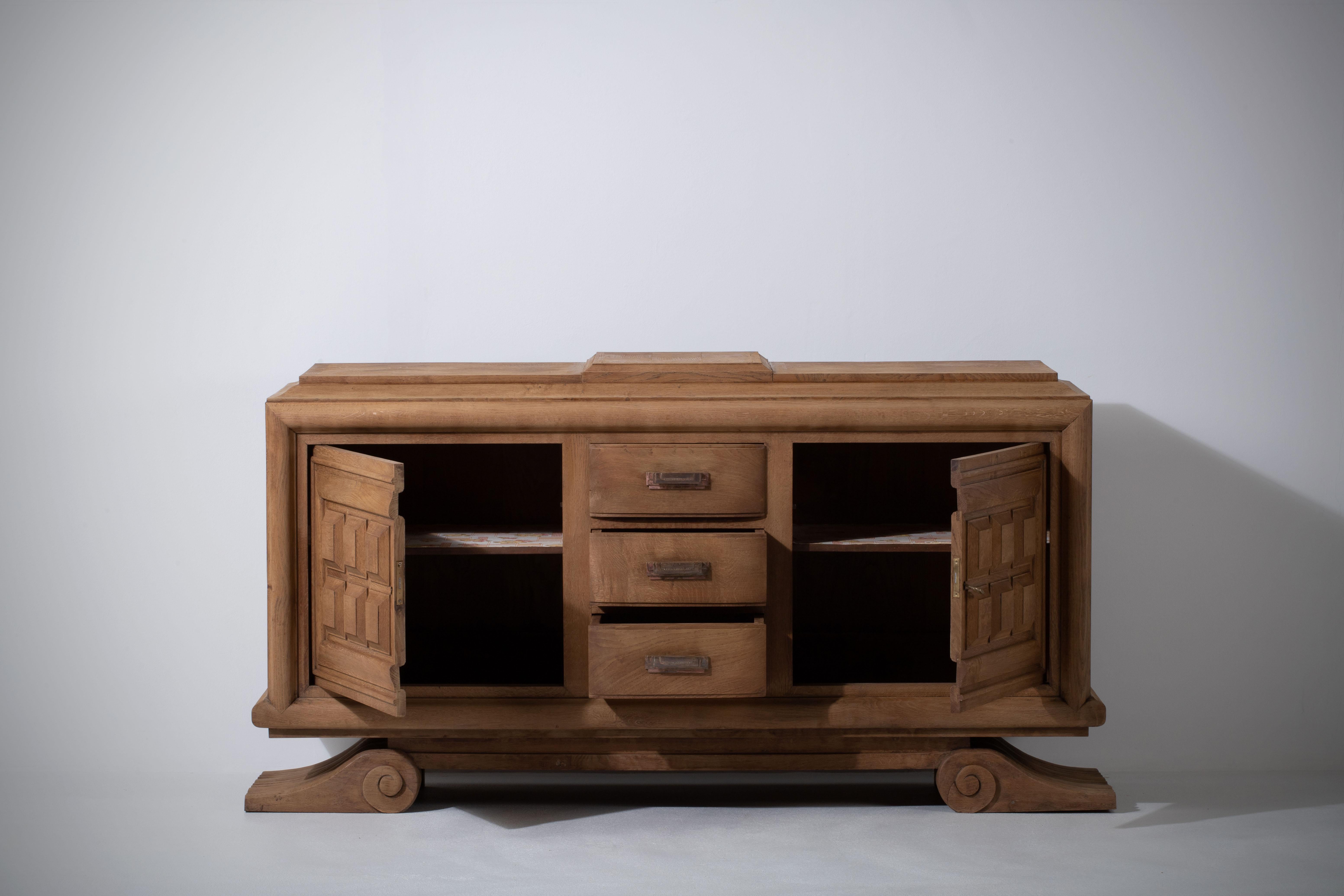 Large French Oak Sideboard, Charles Dudouyt For Sale 4
