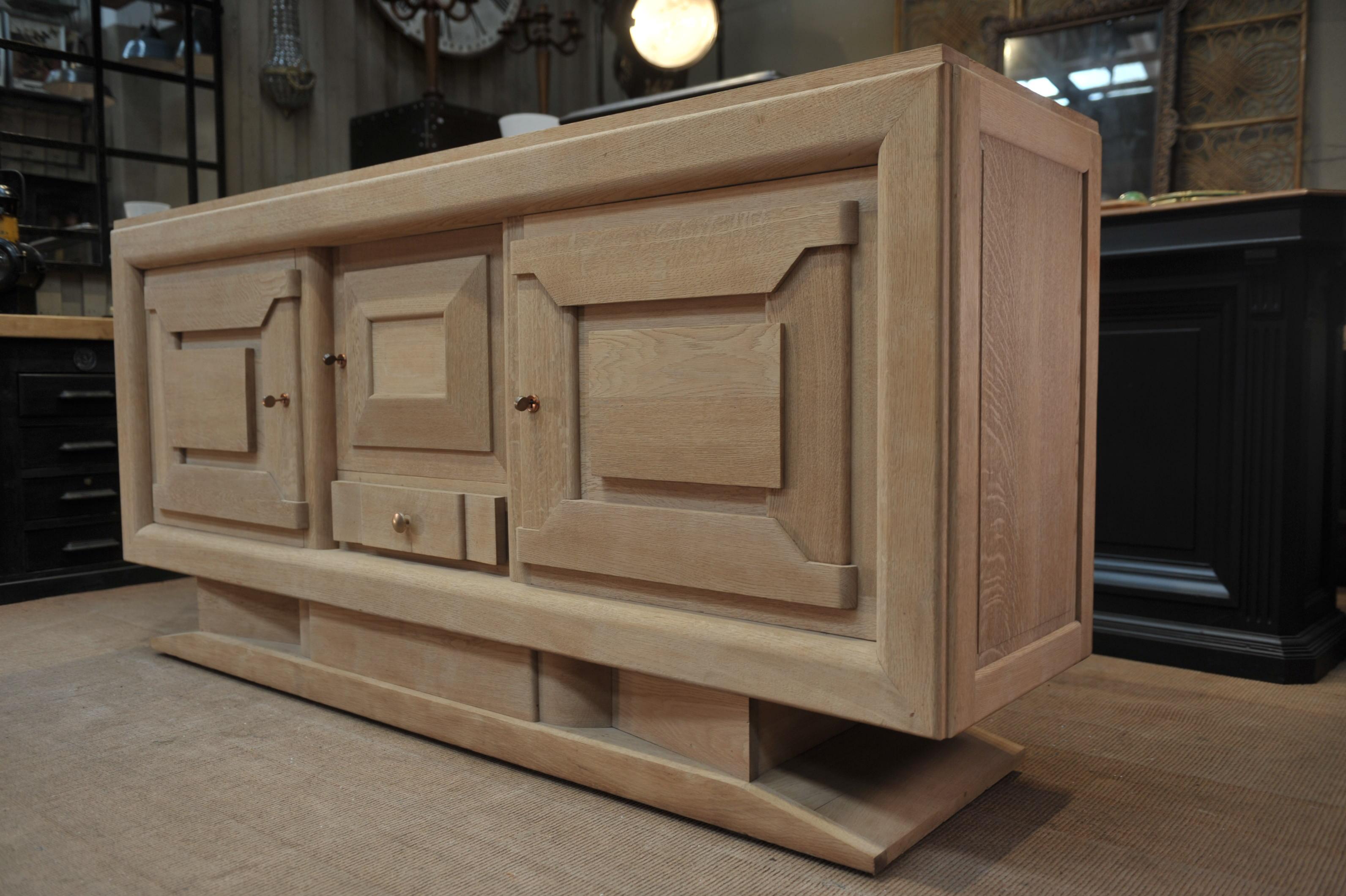 Mid-20th Century Large French Oak Sideboard, Credenza Charles Dudouyt, 1940s