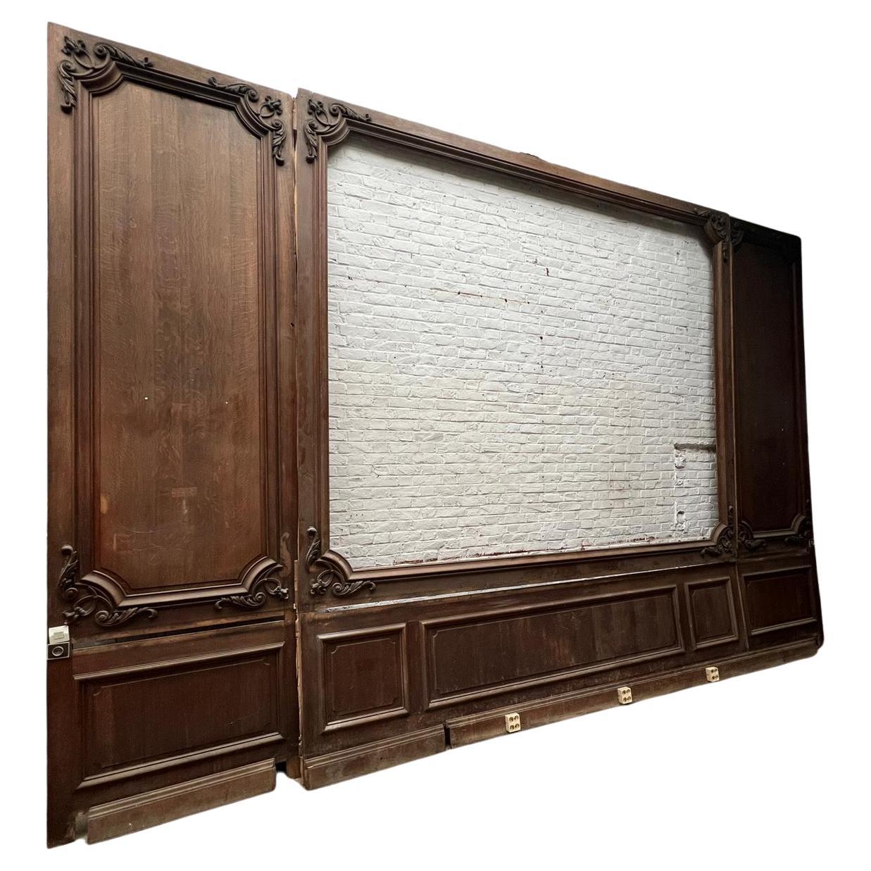 Große Wandvertäfelung aus französischer Eiche (Boiserie) - Anfang des 20. Jahrhunderts