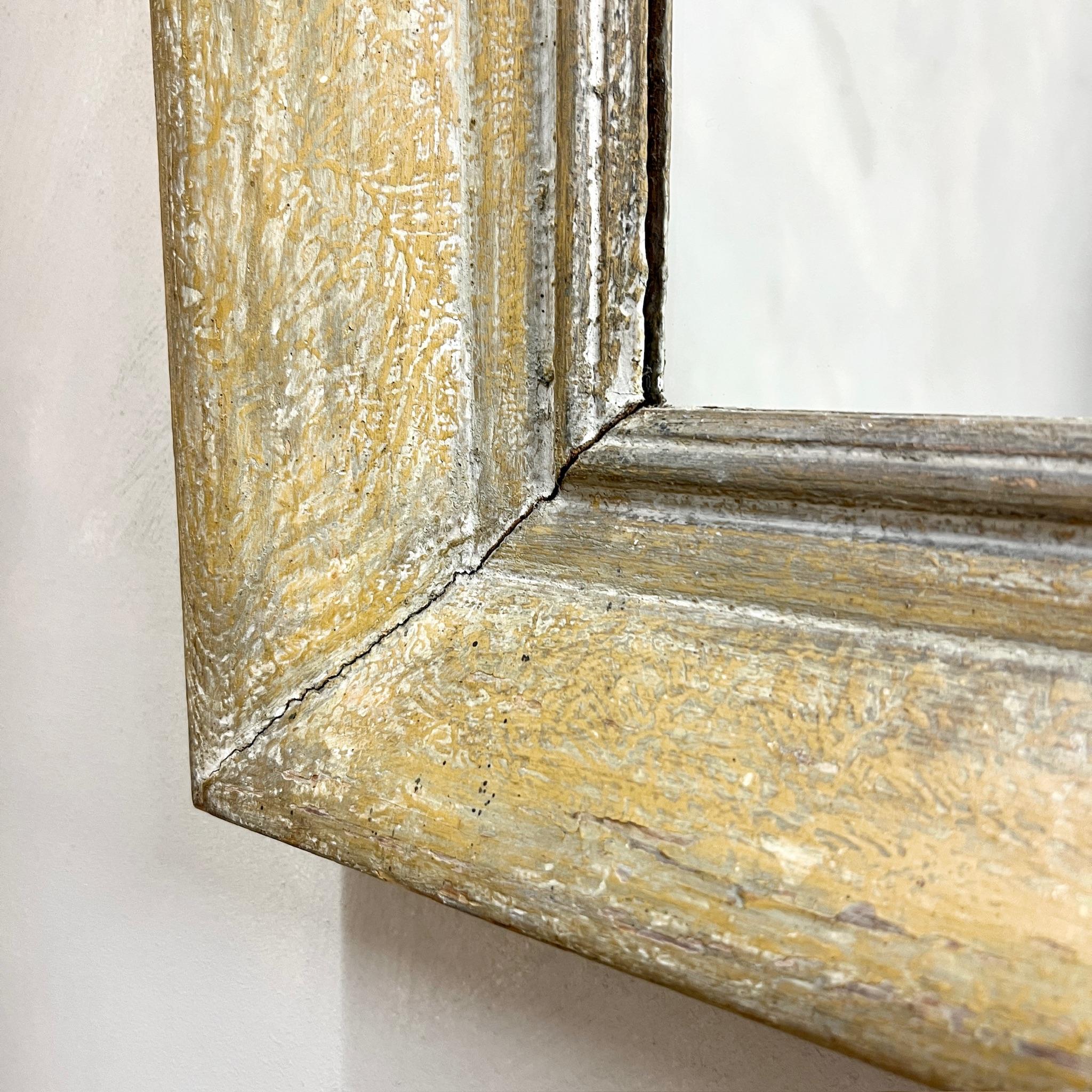 Pine Large French  Ochre Painted Frame Mirror