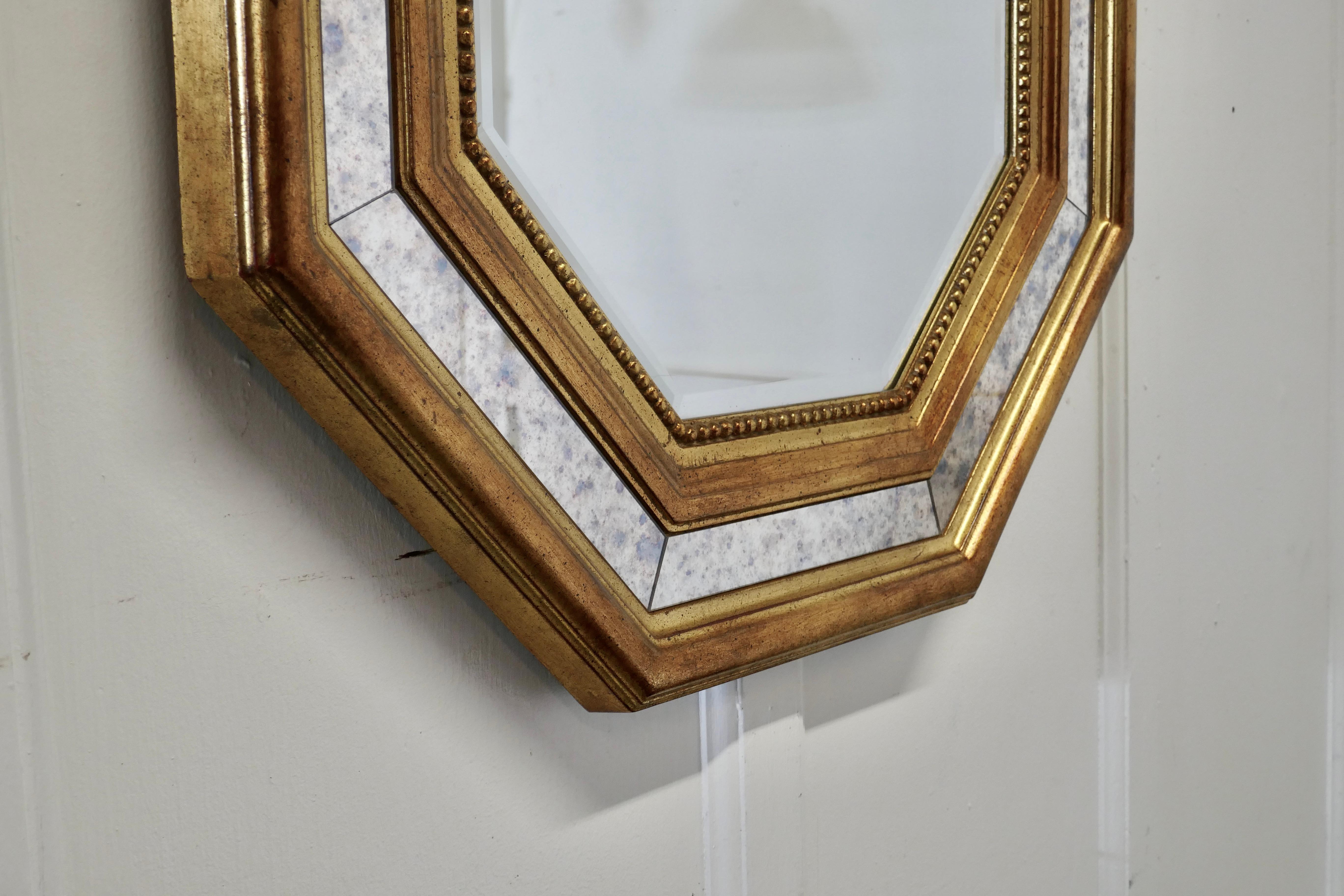 Large French Octagonal Cushion Mirror 2
